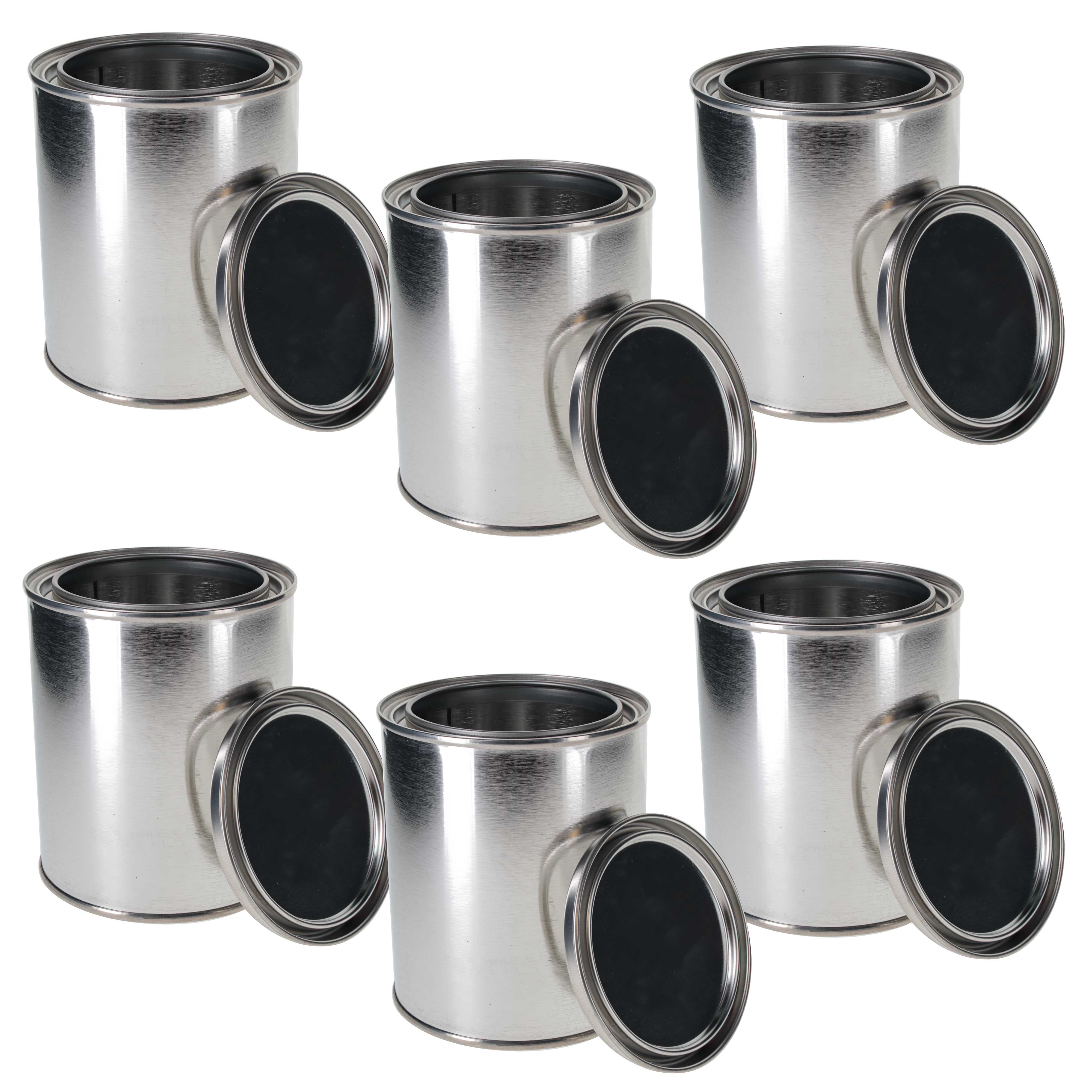 1 Pint (16 oz) Empty Metal Paint Can with Triple Tight Seal Lid - Pack of 6 | Unlined Steel Storage Container for Oil-Based Paint, Art Supplies, Crafts & DIY Projects | Perfect for Artists, Hobbyists & Home Improvement