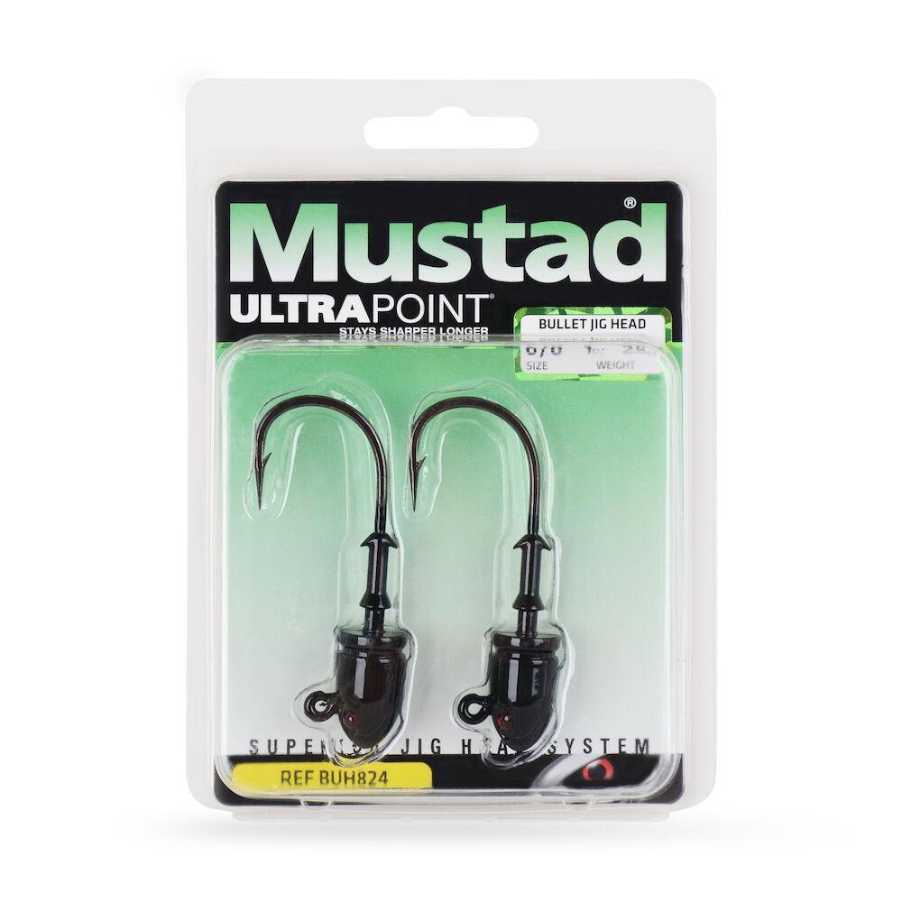 Mustad BUH824 Elite Bullet Jig Heads - Premium Fishing Lure Hooks for Bass, Walleye & Saltwater - Perfect for Freshwater & Offshore Fishing
