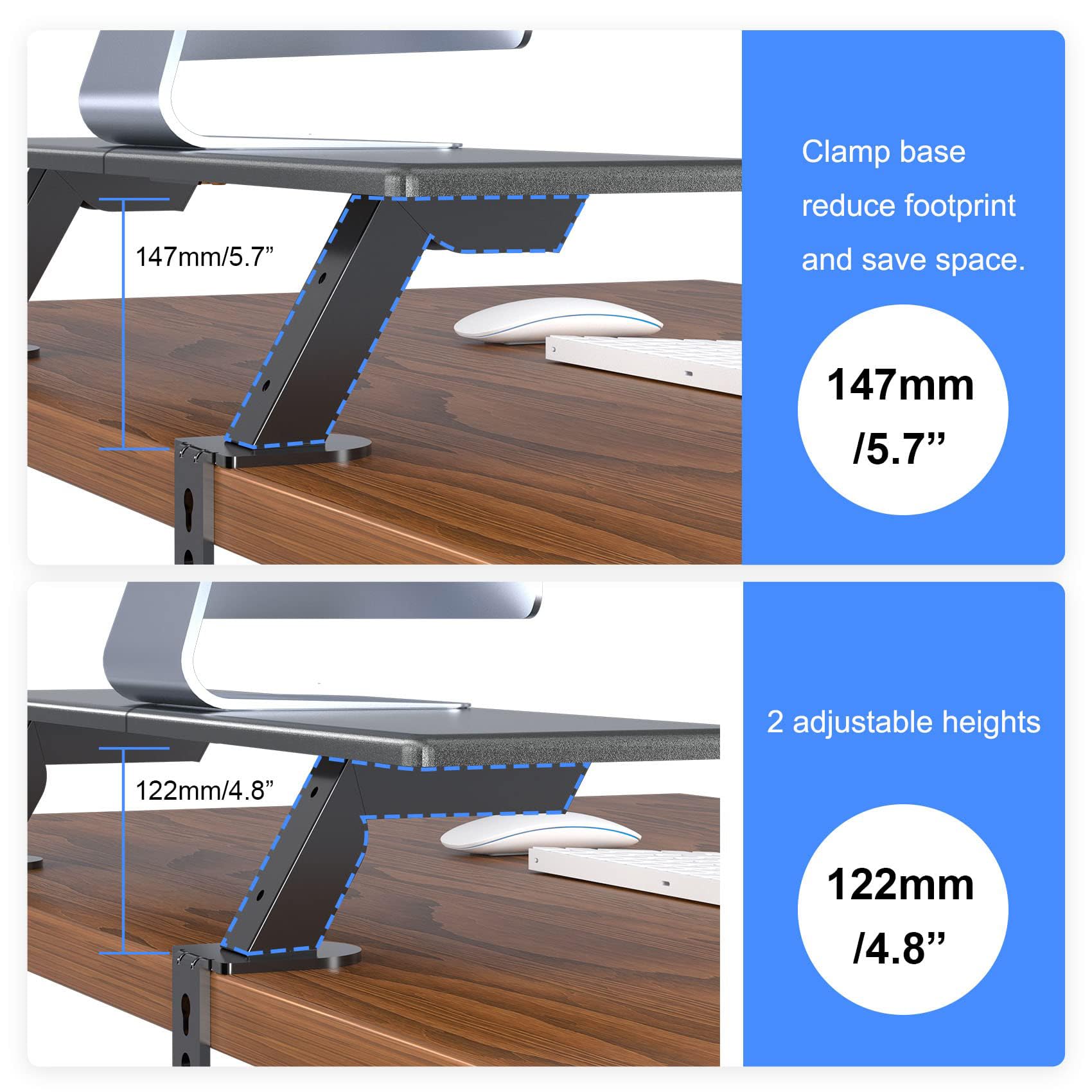 Suptek 32 Inch Dual Monitor Desk Mount Riser Shelf - Adjustable Computer Stand for 2 Monitors, Laptop, Printer, Notebook (32.2” x 7.8” x 5.7”) - Perfect for Home Office, Gaming Setup & Workspace Organization