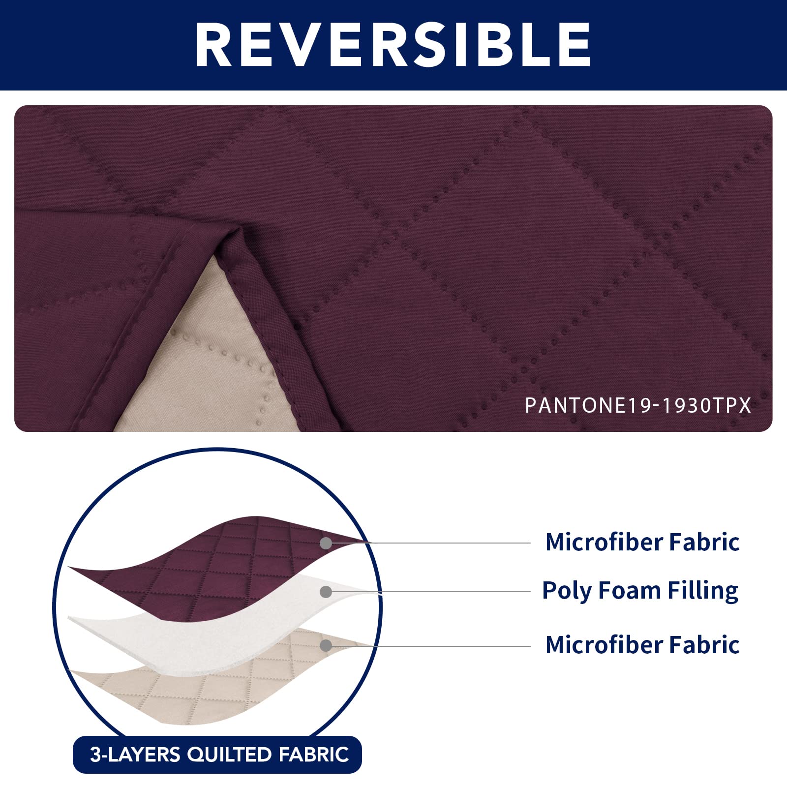 PureFit Waterproof Reversible 3-Seater Reclining Sofa Cover - Non-Slip Split Design for Recliner Couches, Washable Furniture Protector for Pets & Kids (Wine/Beige) | Perfect for Living Room, Family Room & Pet-Friendly Homes
