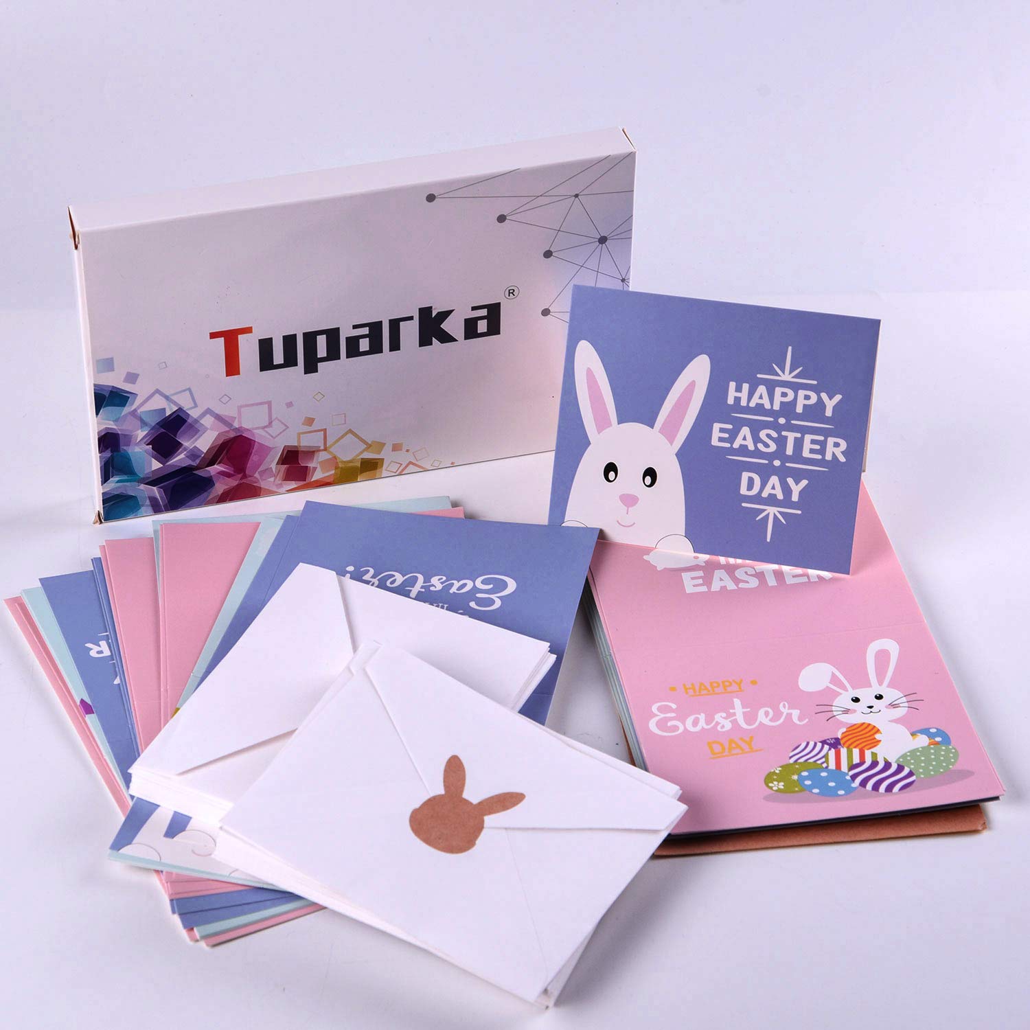 TUPARKA 36 Pack Easter Greeting Cards Set - Assorted Spring Note Cards with Envelopes for Kids (6 Designs) - Perfect for Easter Celebrations, Classroom Activities & Party Favors