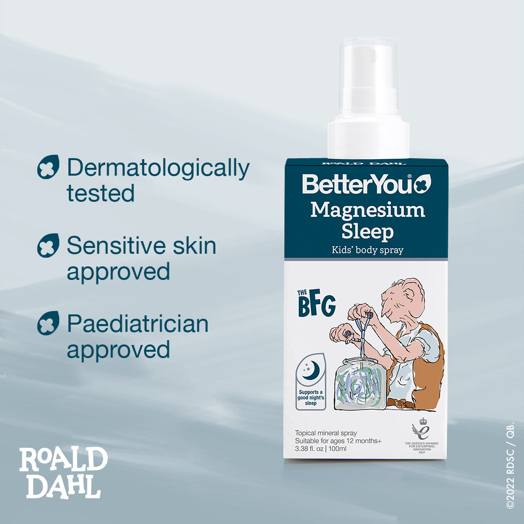 BetterYou Roald Dahl Kids Sleep Body Spray 100ml - Natural Lavender & Chamomile Aromatherapy for Children's Bedtime Relaxation | Perfect for Nighttime Routine, Calming Anxious Kids & Promoting Peaceful Sleep