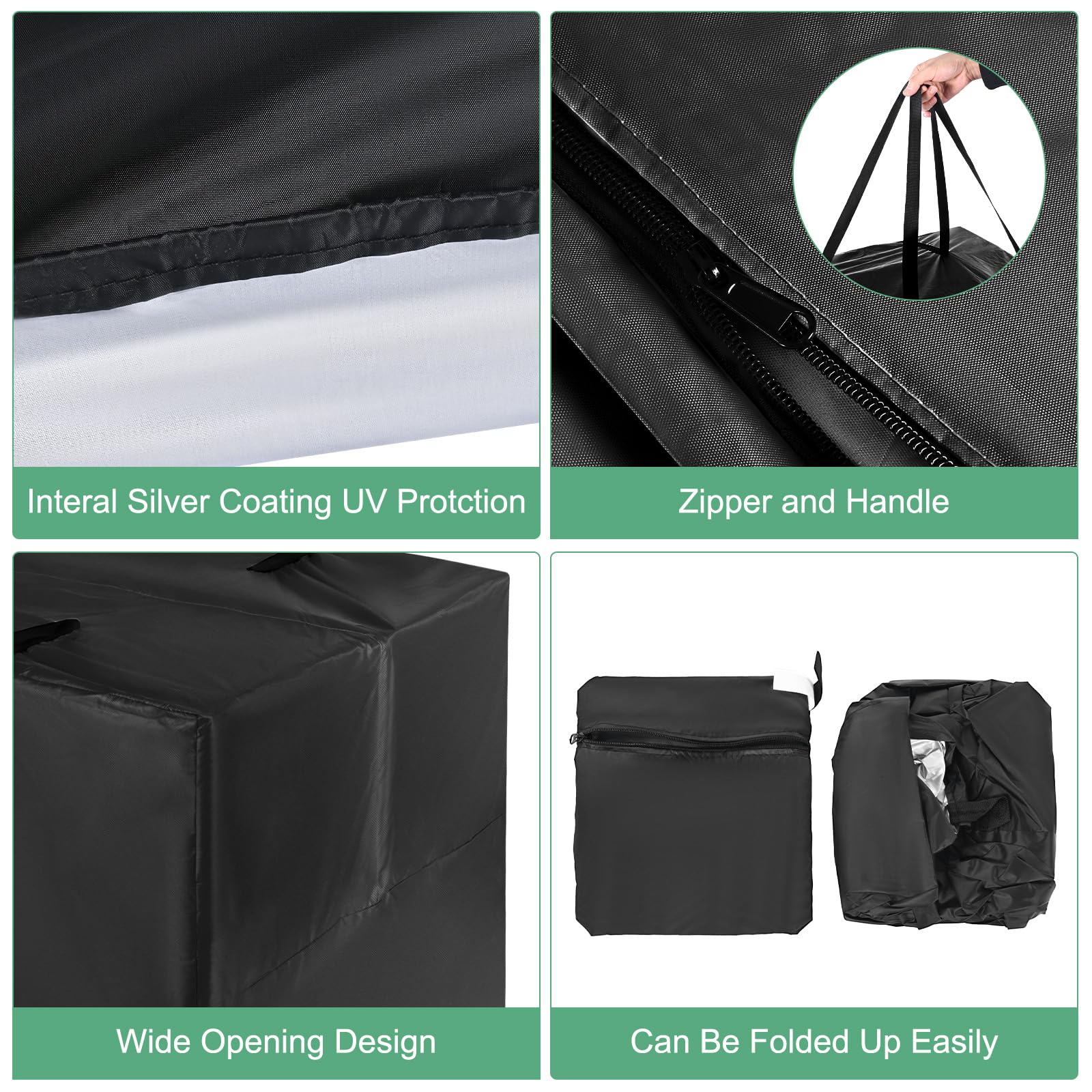 Waterproof Outdoor Patio Cushion Storage Bags 32x32x24 Inches - Heavy Duty Garden Furniture Cushion Cover with Handles - Durable Weatherproof Storage Solution for Patio, Deck, Poolside & RV Cushions (Black)