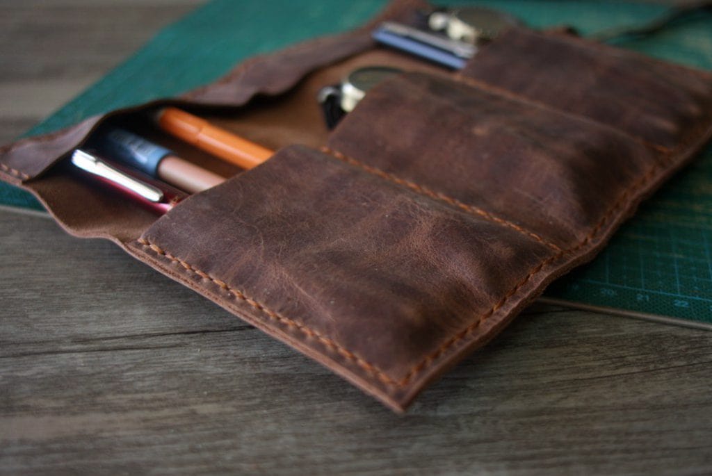 Personalized Leather Pen and Pencil Case Roll - Premium Handmade Writing Accessory Organizer for Students, Artists & Professionals - Perfect for Office, School & Travel Use