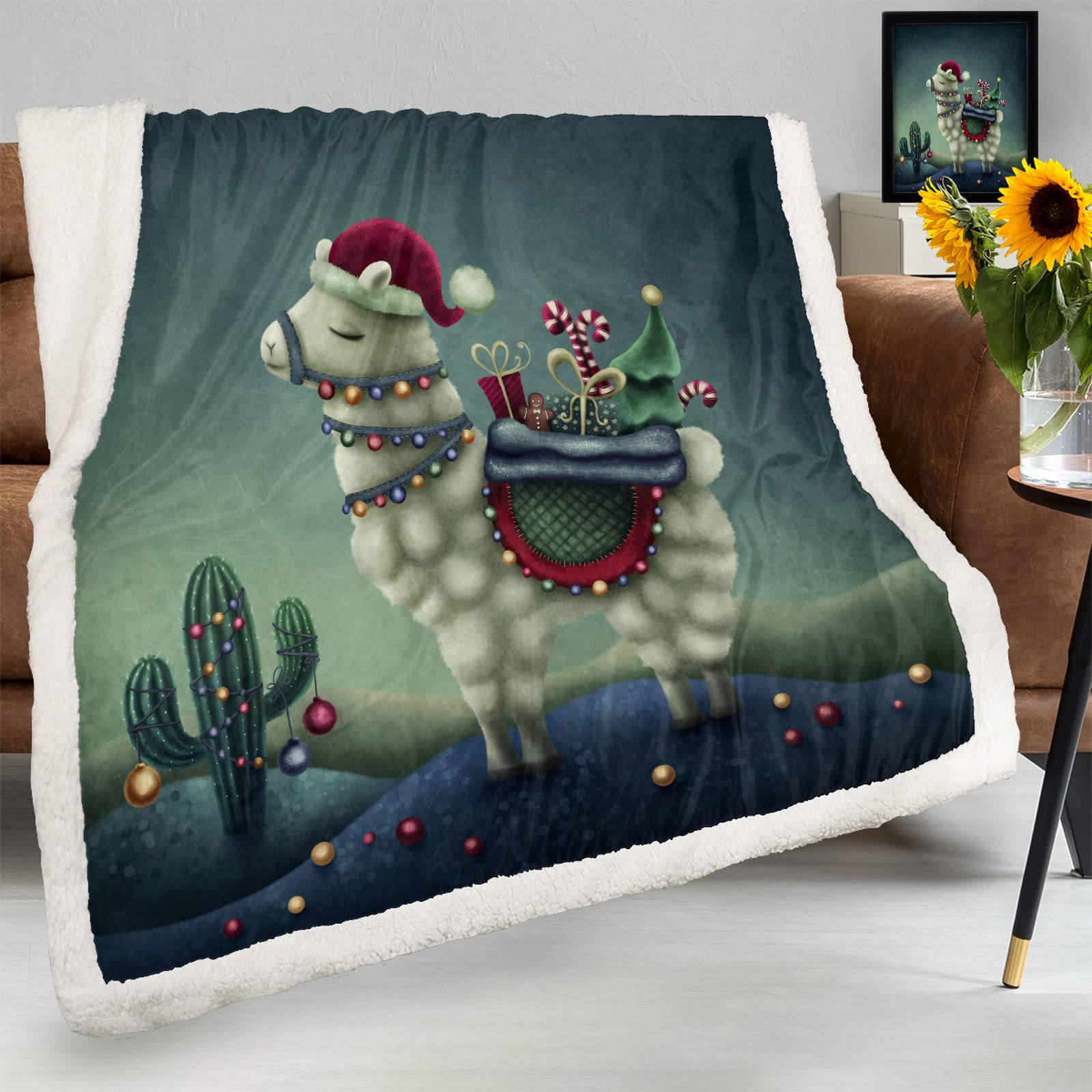Soft Flannel Fuzzy Llama Fleece Throw Blanket - 50x60 Inch Warm Winter Blanket for Couch, Bed & Sofa | Cozy Home Decor, Christmas Gift & Cold Weather Comfort