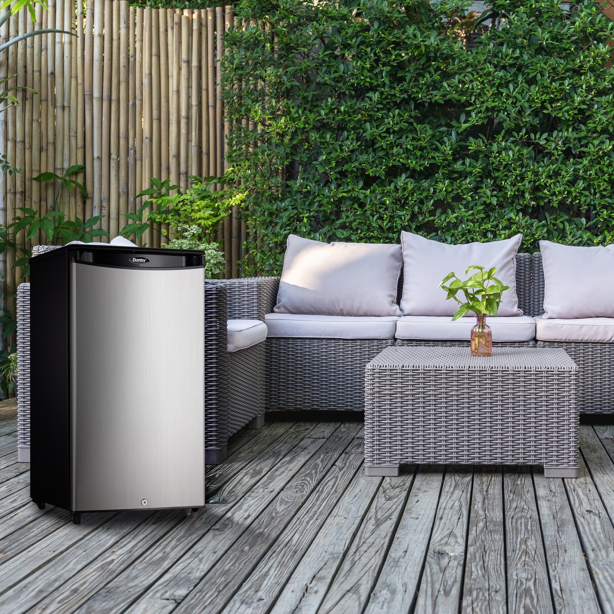 Danby DAR033A1BSLDBO 3.3 cu. ft. Stainless Steel Outdoor Refrigerator - Perfect for Patio, Backyard, and Poolside Entertaining
