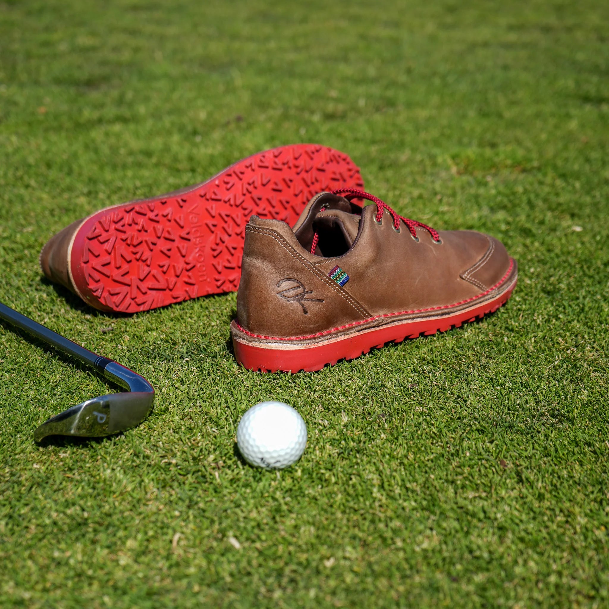 Veldskoen Men's Loft Golf Shoes with Red Sole - Comfortable & Durable Spikeless Golf Shoes for Walking Course - Perfect for Golf, Casual Wear & Outdoor Activities