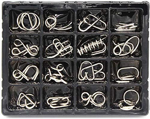 PLUSPOINT Metal Wire Puzzle Toys Set - 32 Pc Brain Teasers for Adults & Kids, IQ Booster Logic Games, Unlock Interlock Challenge - Perfect for Gifts, Parties & Family Game Night