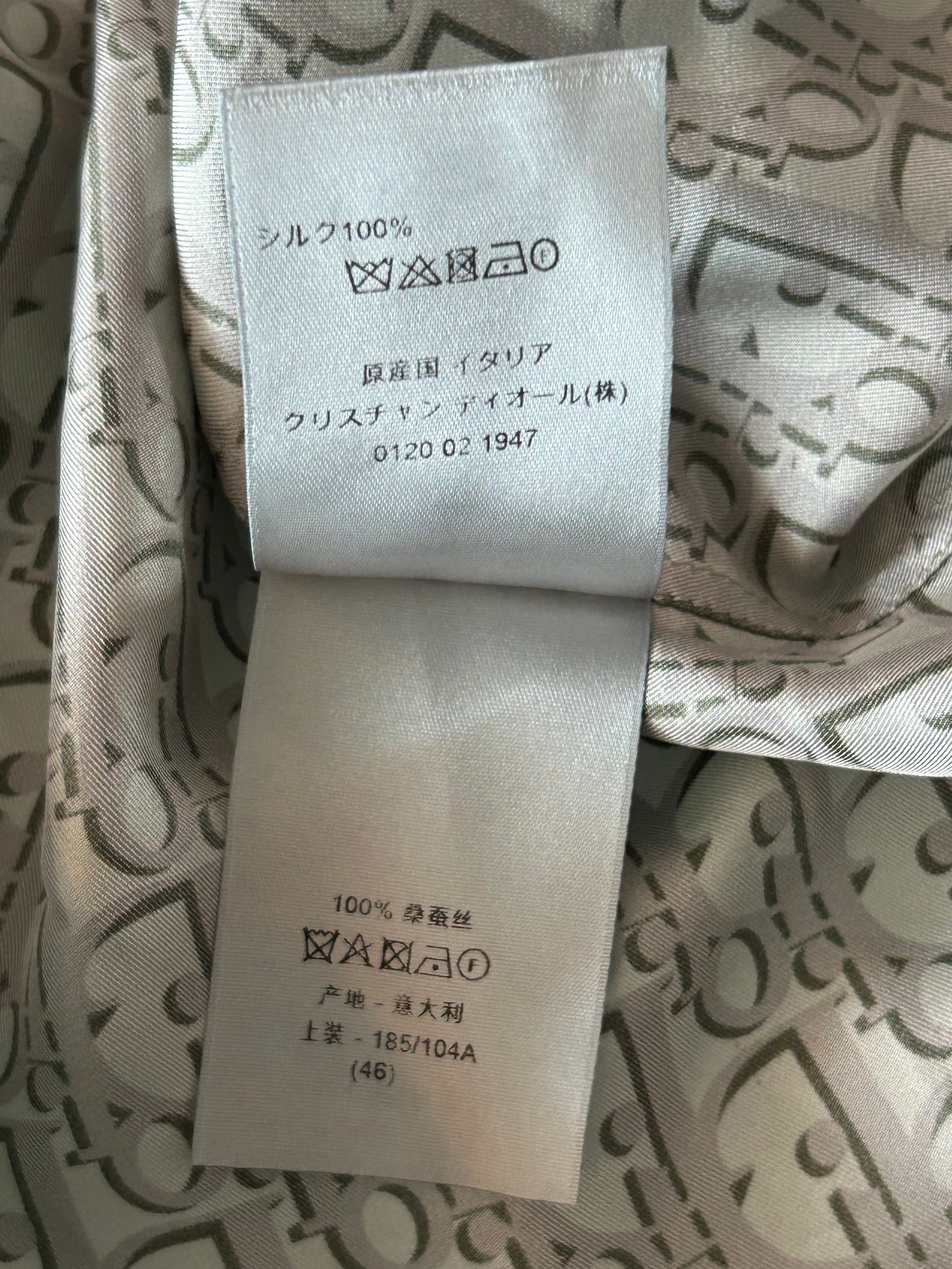Dior Grey & Green Oblique Silk Button Up Shirt for Men - Luxury Designer Dress Shirt for Business & Formal Occasions