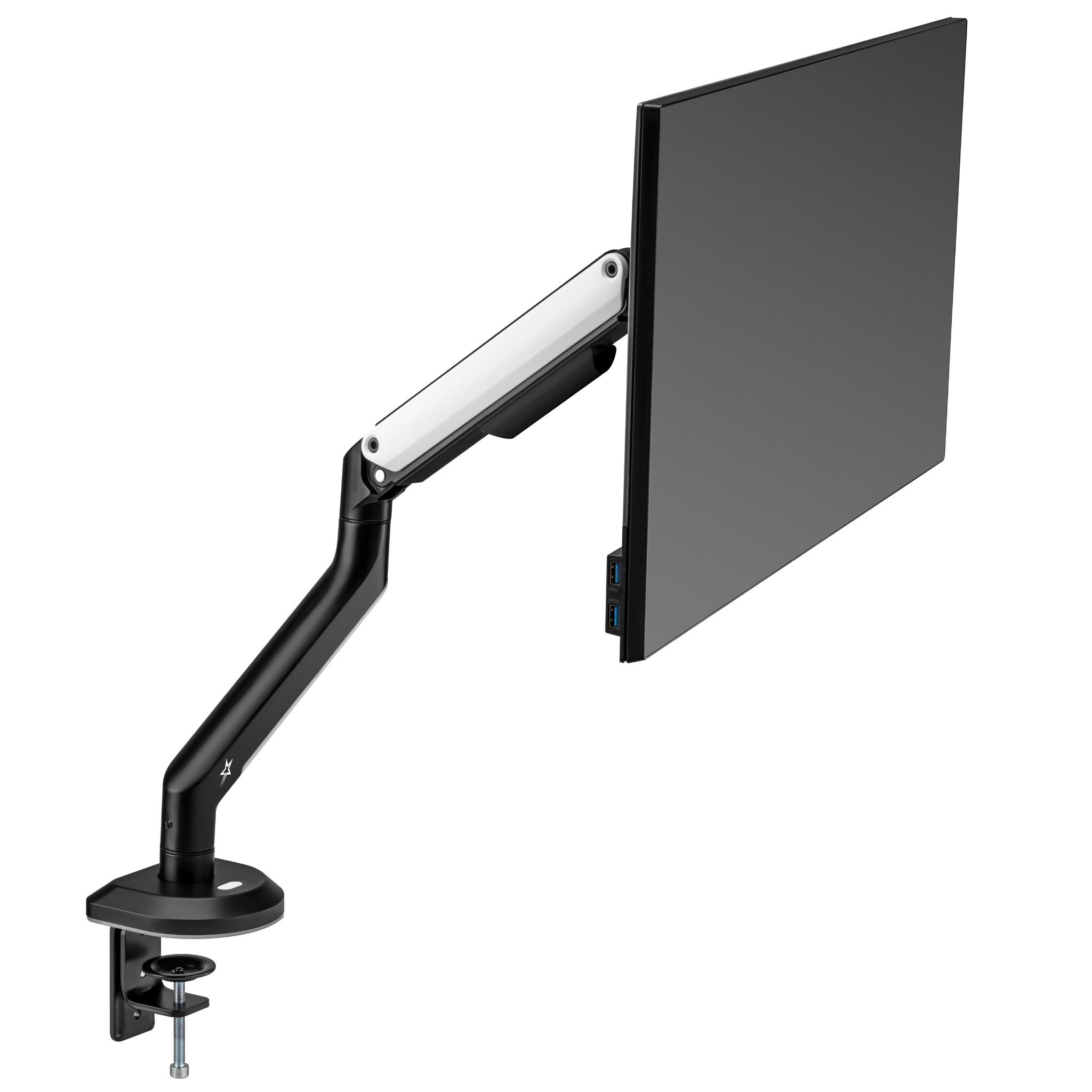 RGB Single Monitor Arm - Spring Assisted Adjustable Desk Mount for Gaming & Office Use - Ergonomic VESA 75/100mm Stand for Computer Screens (Home, Office, Gaming Setup)