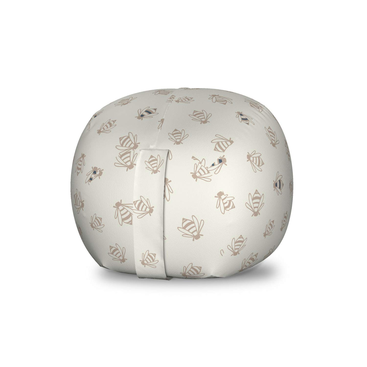 Ambesonne Bees Toy Storage Bag Chair - Washable Stuffed Animal Organizer with Honey Bee Wildlife Illustration, Small Size in Coconut Warm Taupe - Perfect for Kids' Room, Nursery, or Playroom Organization
