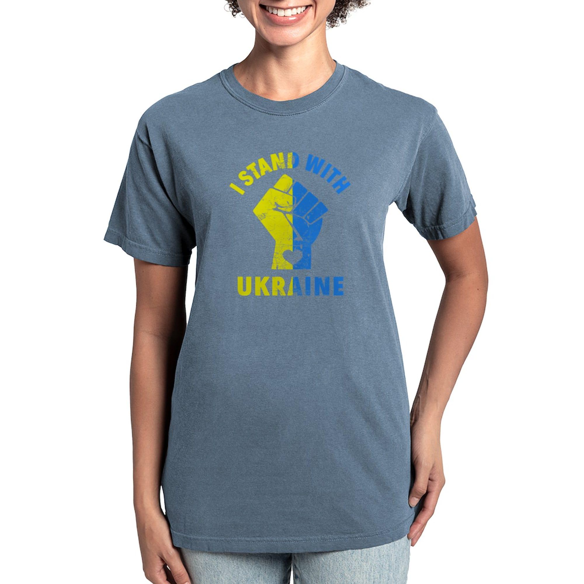 I Stand with Ukraine Pride Ukrainian Flag Women's T-Shirt - Comfort Colors & Supportive Design for Casual Wear & Solidarity Events