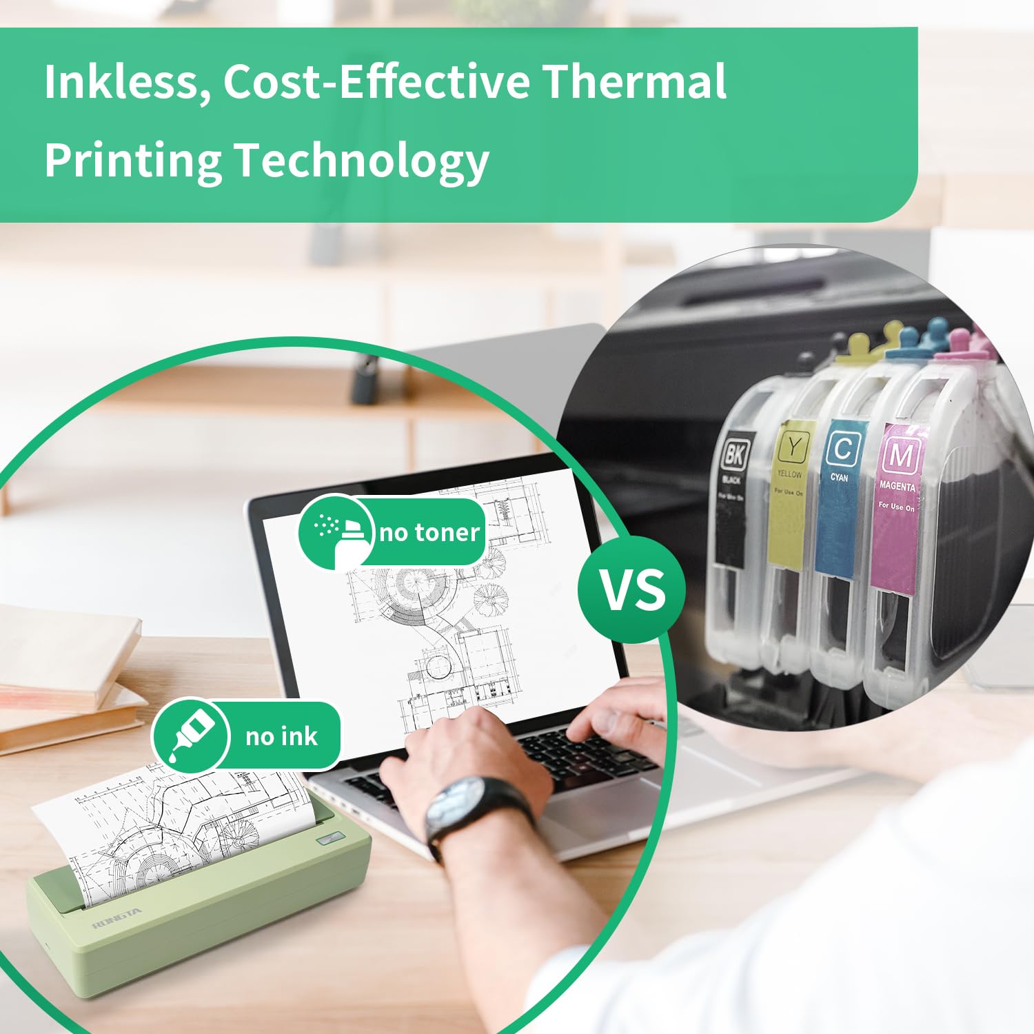 Rongta Portable Bluetooth Thermal Printer - Compact 8.5