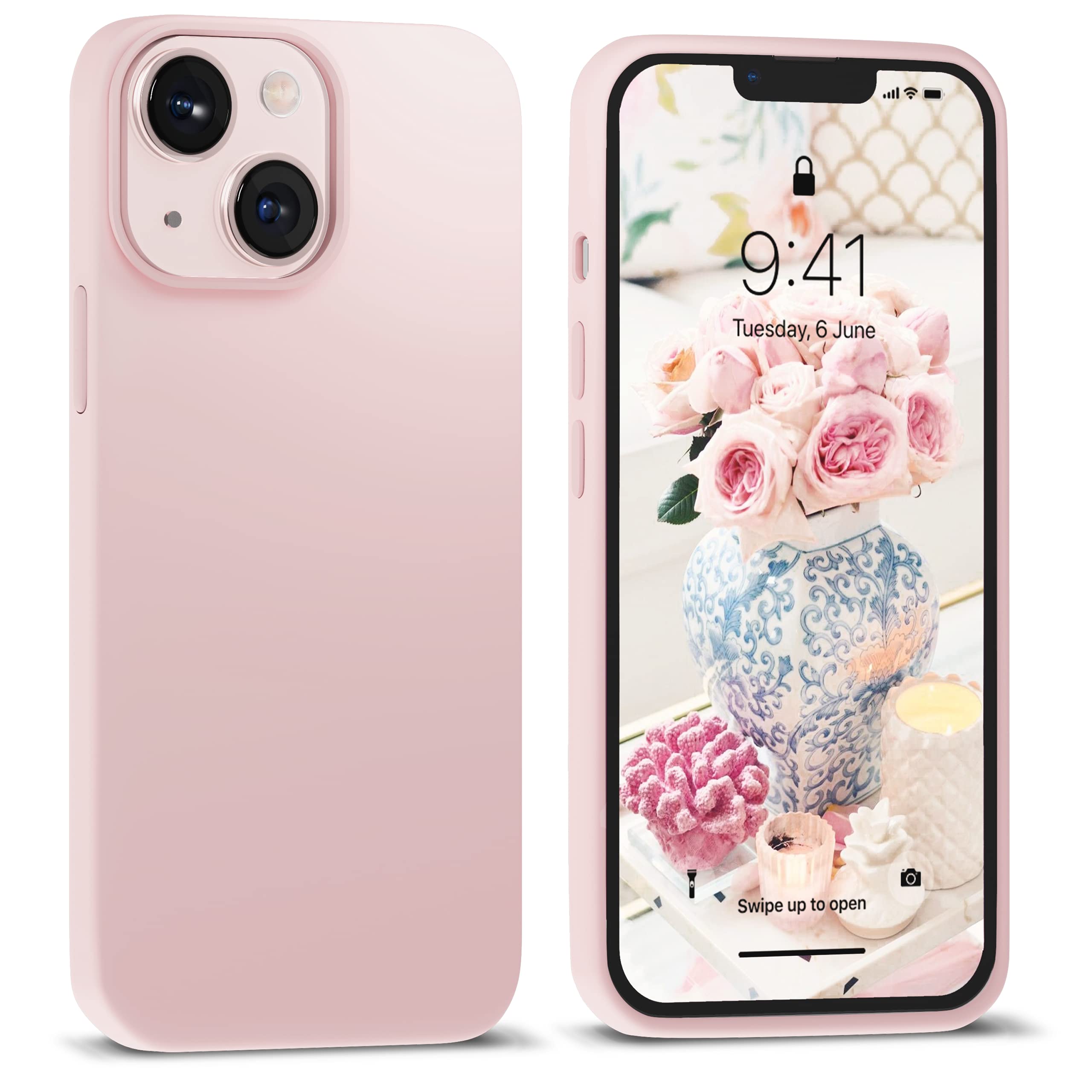 Premium Silicone iPhone 13 Mini Case - Ultra Slim Shockproof Protective Cover with Soft Anti-Scratch Microfiber Lining | 5.4 Inch Light Pastel Sand Pink Cute Design | Perfect for Everyday Use, Travel & Work Protection