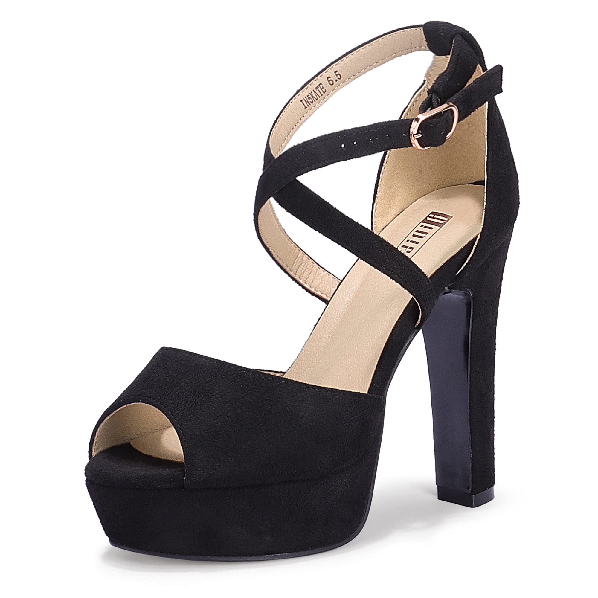 IDIFU Women's Chunky High Heel Sandals - Peep Toe Platform Ankle Strap Dress Shoes for Wedding, Party & Evening Events - Perfect for Brides, Prom & Special Occasions