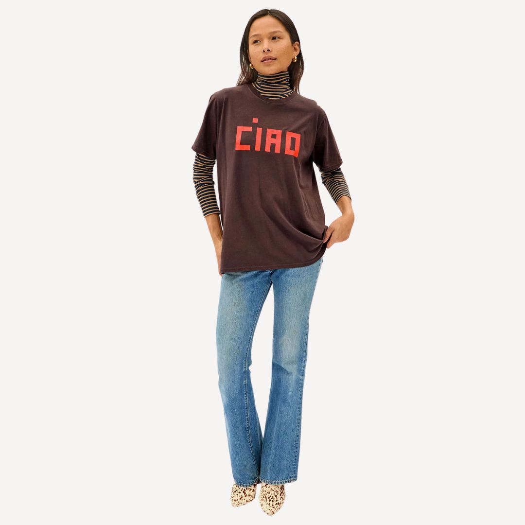 Ciao Original Cotton T-Shirt for Men & Women - Soft & Comfortable Casual Tee in Cocoa Brown | Perfect for Everyday Wear, Outings & Gifts