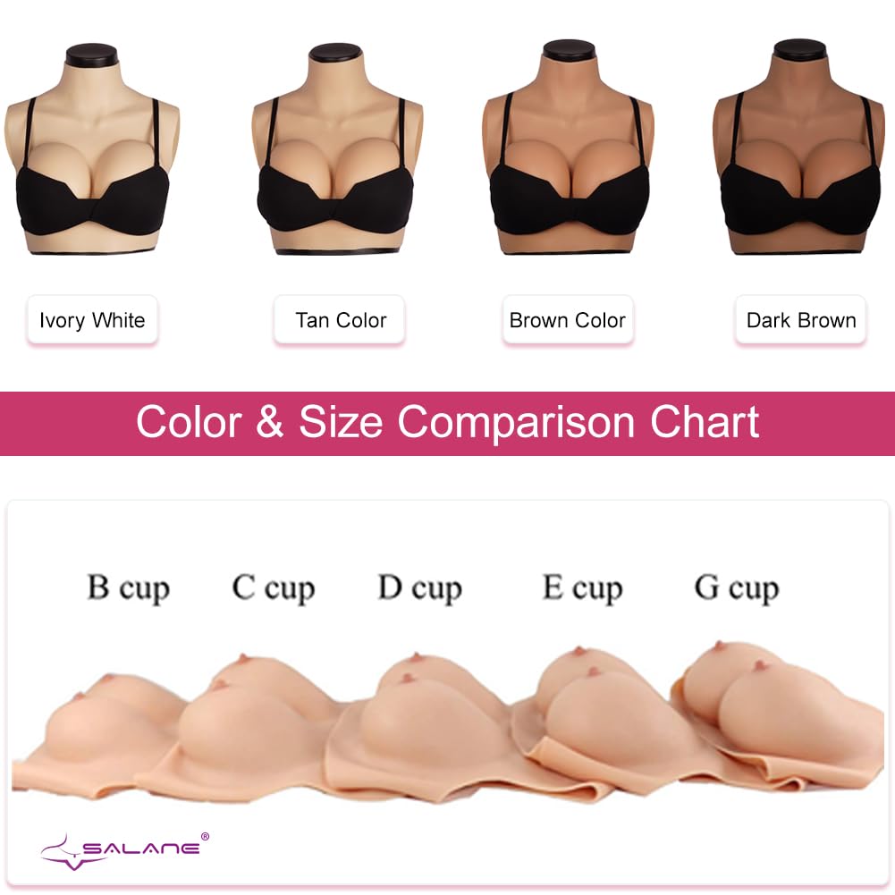 Realistic Silicone Breastplate for Drag Queens & Crossdressers - B to G Cup Fake Breast Forms - Ultra Soft & Touchable for Cosplay, Halloween, and Performance Costumes