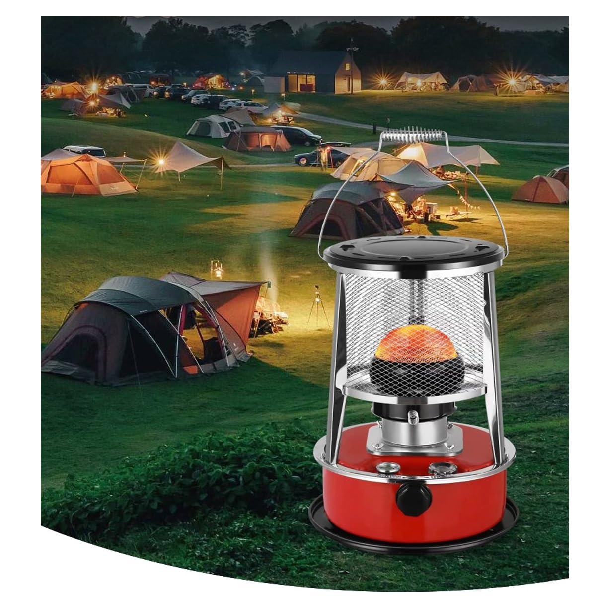 Portable Kerosene Heater Stove for Indoor & Outdoor Use - Large Automatic Extinguishing Camping Heater with Cooking Function - Perfect for Home, Garage, Emergency Heating & Outdoor Adventures (Red)