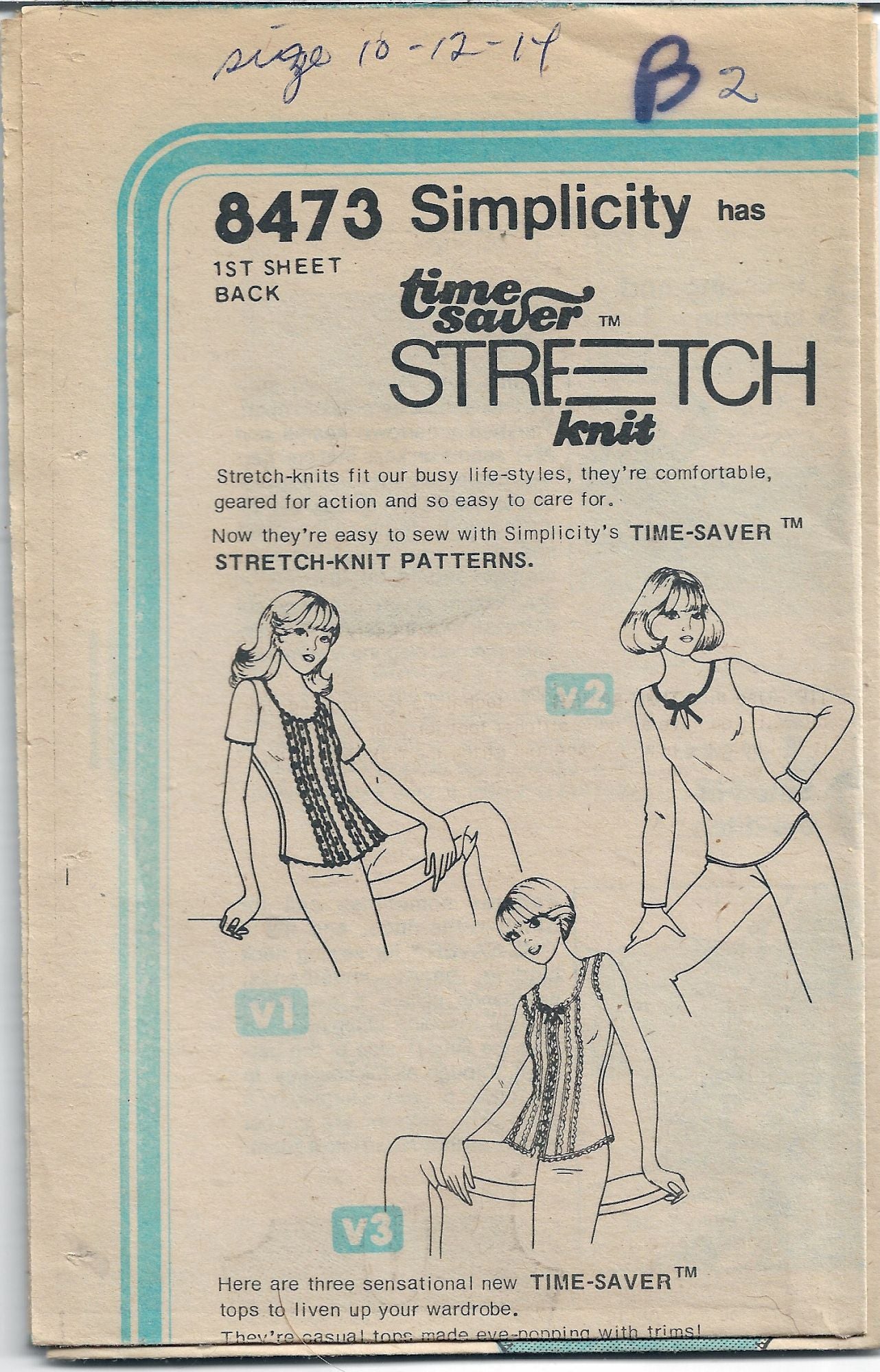 Vintage 1970s Simplicity 8473 Ladies Pullover Top Sewing Pattern - DIY Retro Fashion for Costume Parties & Historical Reenactments