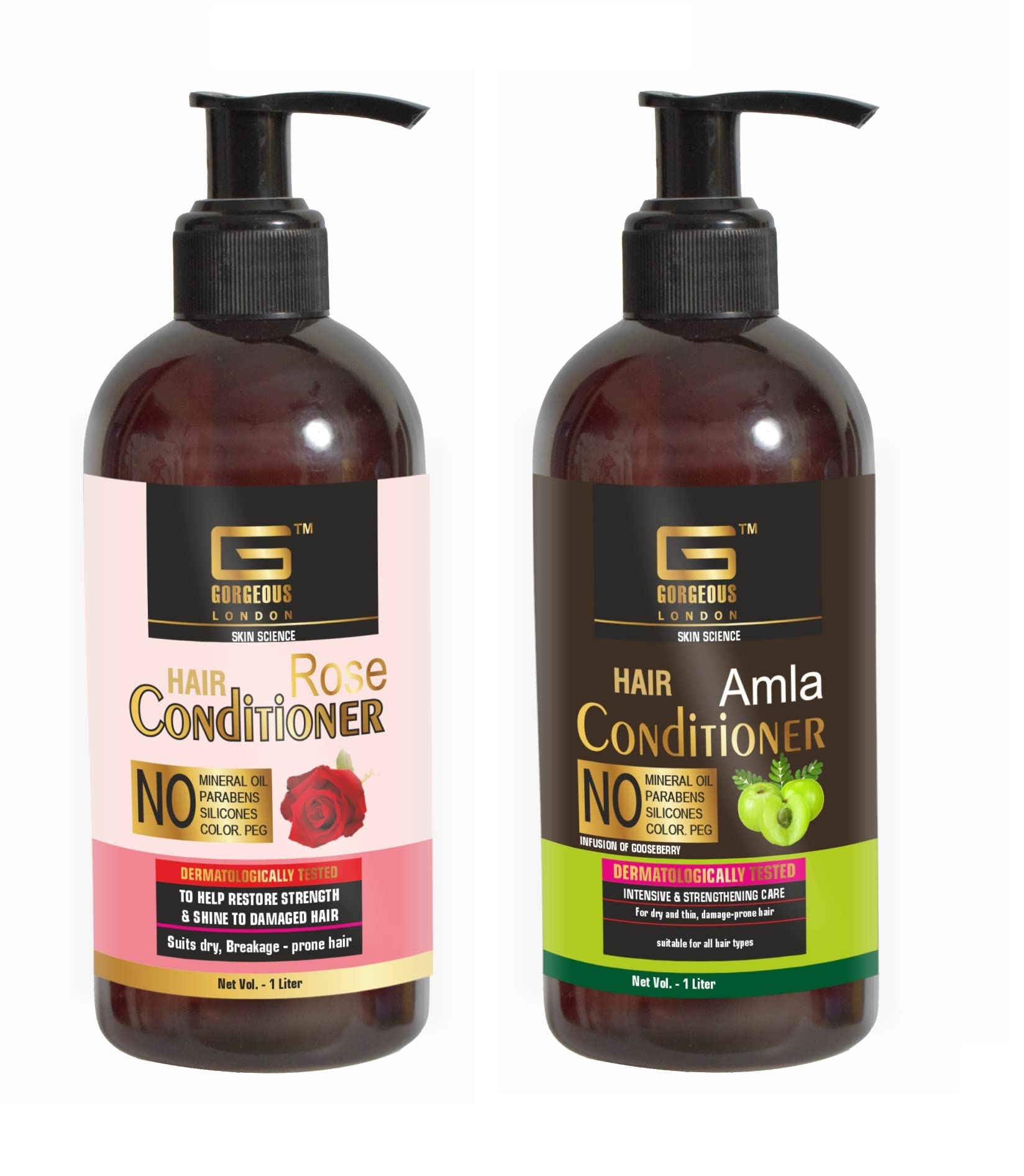 London Rose & Amla Hair Conditioner 1L - Dermatologist Tested for Dry, Thin & Damaged Hair - Sulfate Free, Paraben Free, Silicone Free - Hydrating & Repairing Hair Care - Perfect for Daily Use & Salon-Quality Results at Home