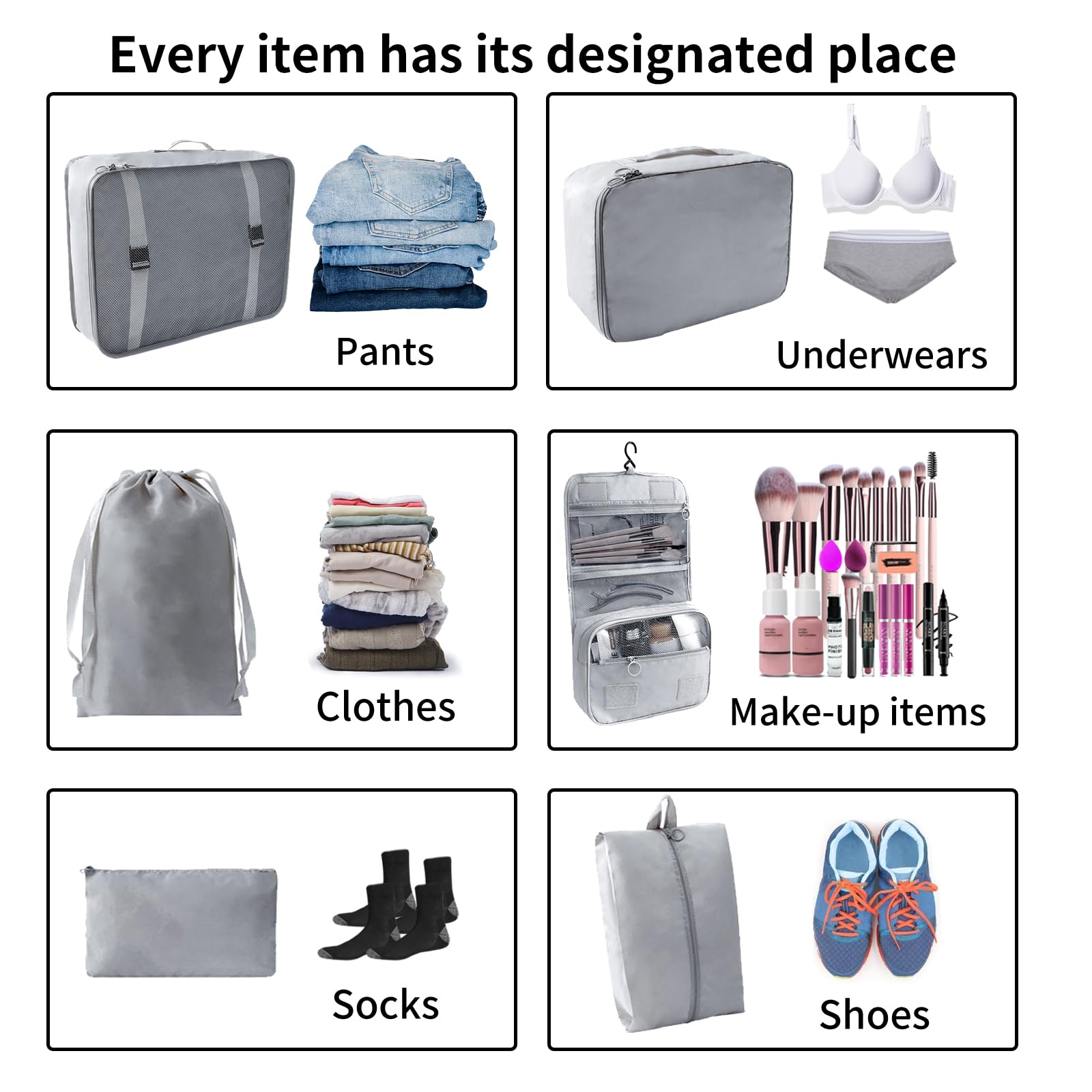SLMT 10-Piece Packing Cubes Set for Suitcases - Lightweight Luggage Organizer Bags for Carry-On & Travel - Perfect Travel Essentials for Women & Men (Grey) - Ideal for Business Trips, Vacations & Weekend Getaways