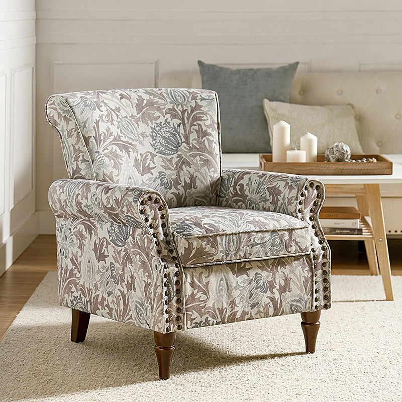 Artemisa Modern Floral Pattern Upholstered Armchair - Comfortable Living Room Accent Chair for Home Office & Lounge Decor