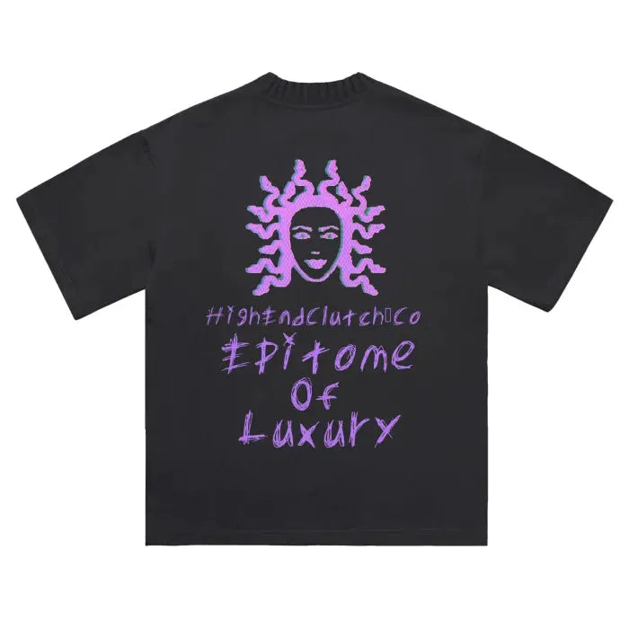 Premium Medusa Print Heavyweight Knitted Round Neck T-Shirt - 305 GSM Cotton Tee for Men | Streetwear Fashion, Casual Outfits & Gothic Style Clothing