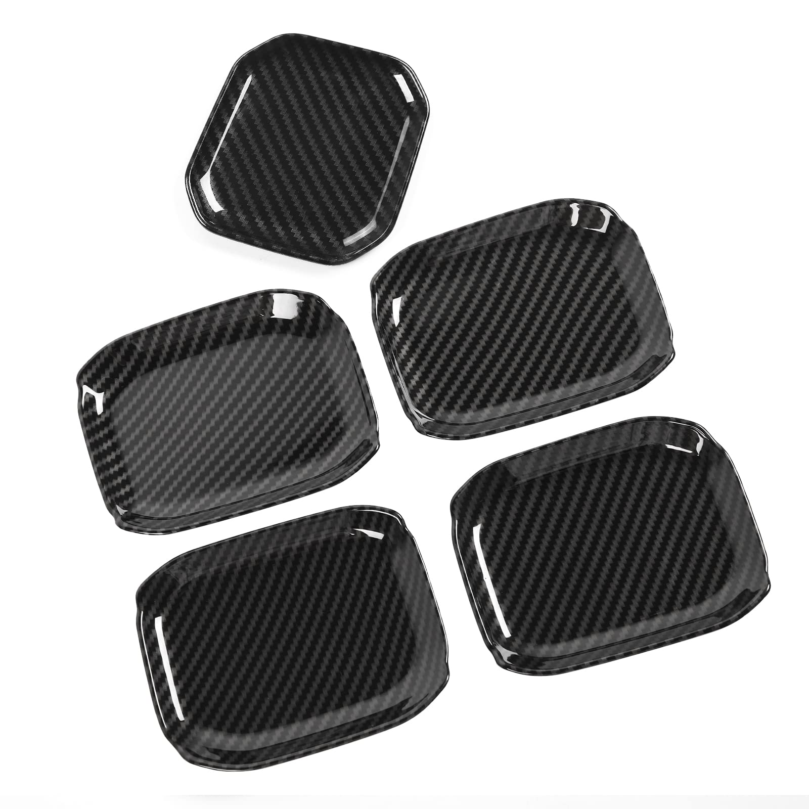 Hoolcar Carbon Fiber Door Handle Bowl Trims for 2018-2021 Jeep Wrangler JL & JLU - 5PC Exterior Accessories Kit - Upgrade & Protect Your Vehicle's Style for Off-Road Adventures