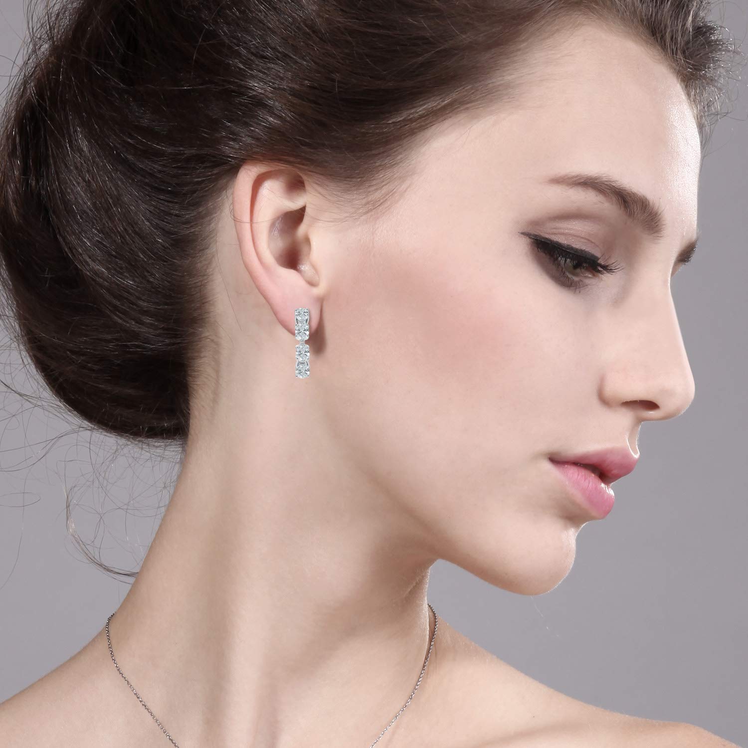 Gem Stone King 925 Sterling Silver 6x4mm Oval Birthstone Hoop Earrings for Women - 22mm (0.85 Inch) Fine Jewelry Gifts for Mom, Wife, Her | Perfect for Birthdays, Anniversaries & Everyday Wear