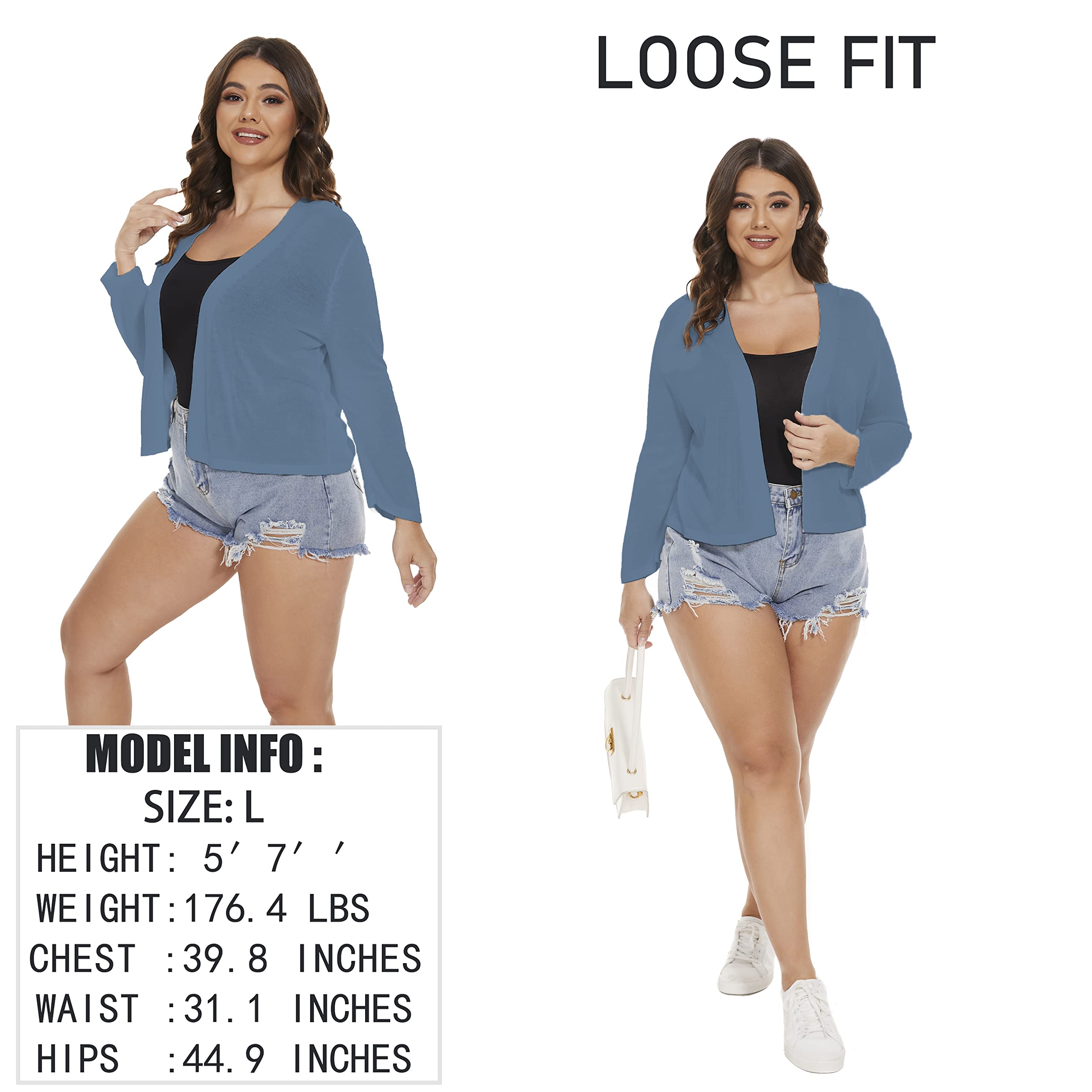 Satuun Women's Lightweight 3/4 Sleeve Open Front Cropped Cardigan Sweater - Perfect for Office Wear, Spring Outfits & Casual Layering