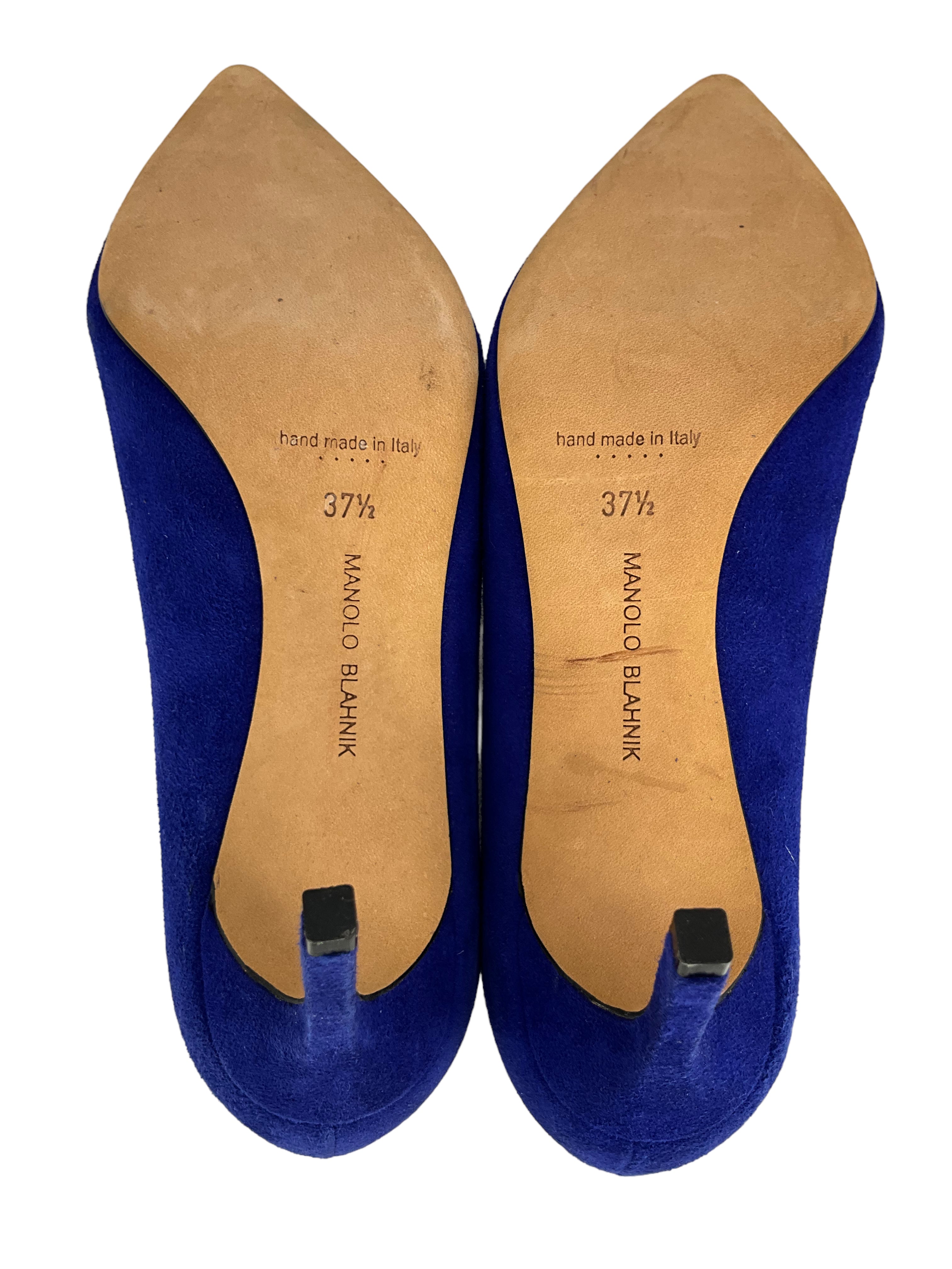 Manolo Blahnik BB Suede Pumps Women's Size 7.5 - Elegant High Heels for Weddings, Parties & Office Wear