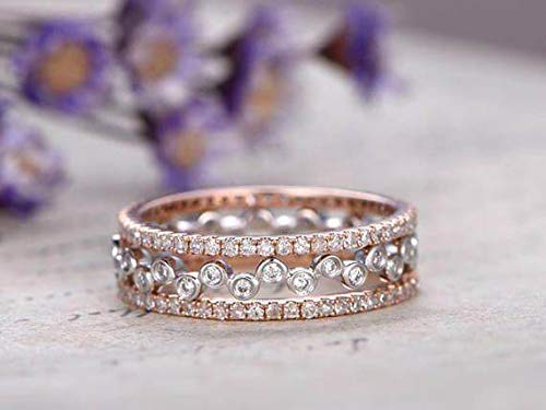 1.50 Carat 3-Piece Wedding Ring Set - 18k Gold Plated Stackable Bridal Band for Engagement, Anniversary & Everyday Wear