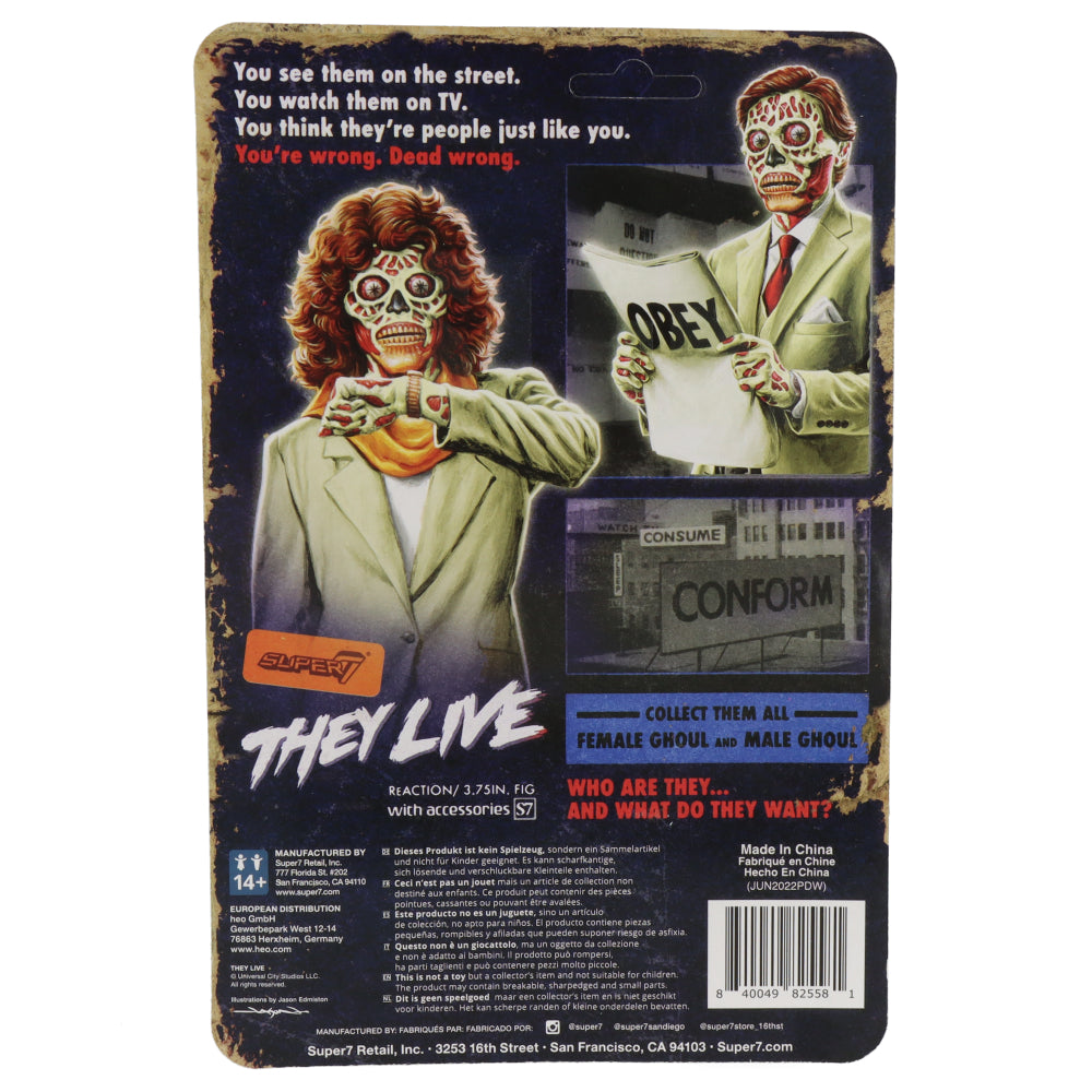 Female Ghoul Glow-in-the-Dark They Live ReAction Figure - Collectible Horror Movie Character for Display & Nightlight Scenes
