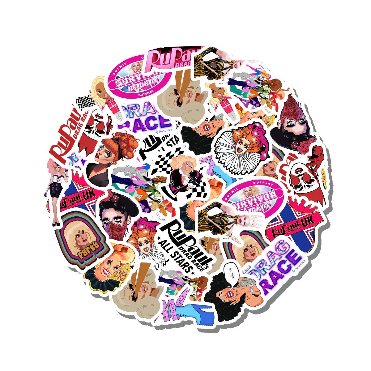 20 PCS Drag Aesthetic Race Vinyl Stickers - Colorful Waterproof Decals for Water Bottles, Laptops, Scrapbooking, Luggage, Guitars & Skateboards - Perfect for DIY Crafts, Personalization & Decoration