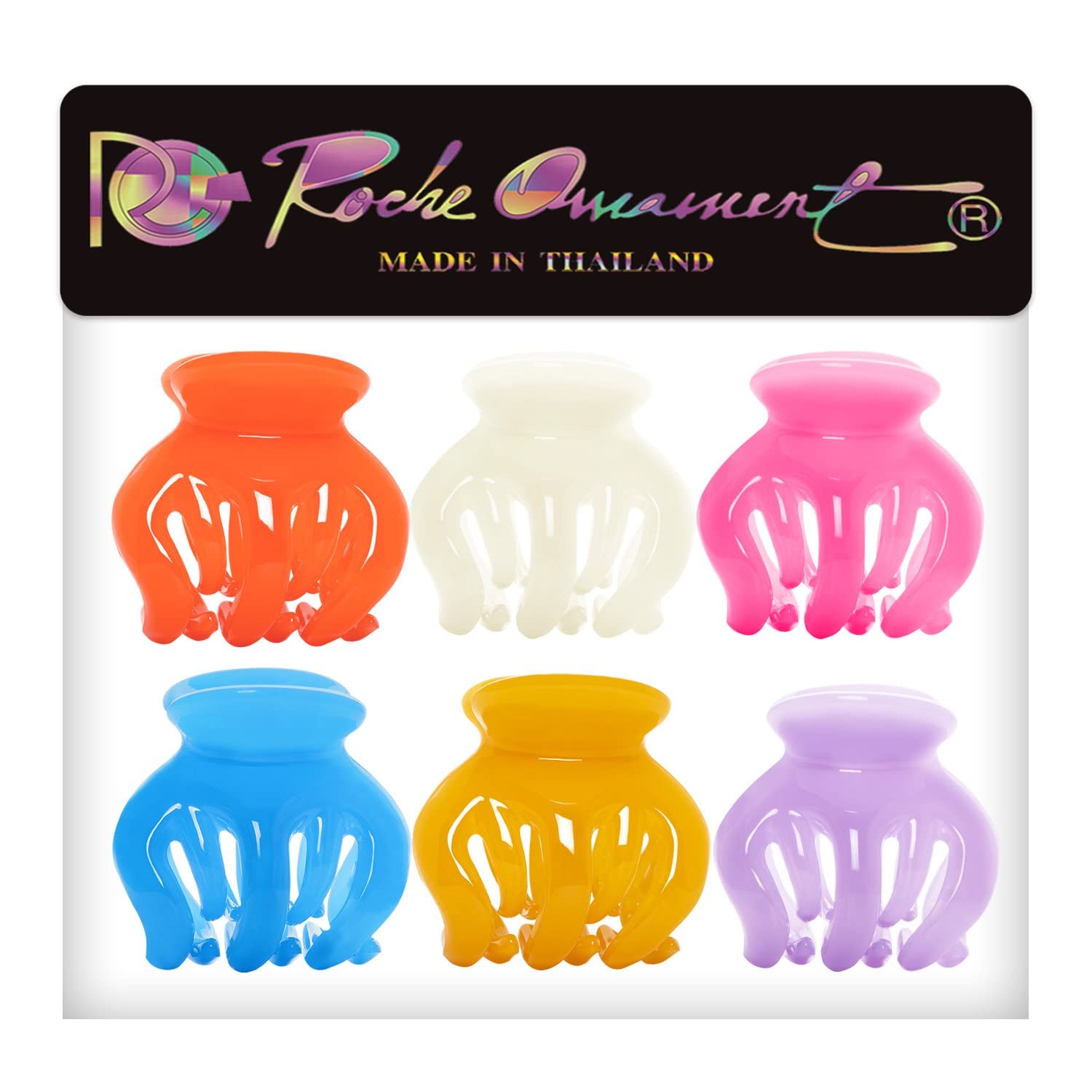 6-Pack Women's Hair Clips - Non-Slip Pumpkin Interlocking Teeth Design for Secure Hold | Medium Jelly Candy Multicolor Claw Clips | Perfect for Ponytails, Buns & Everyday Hairstyles