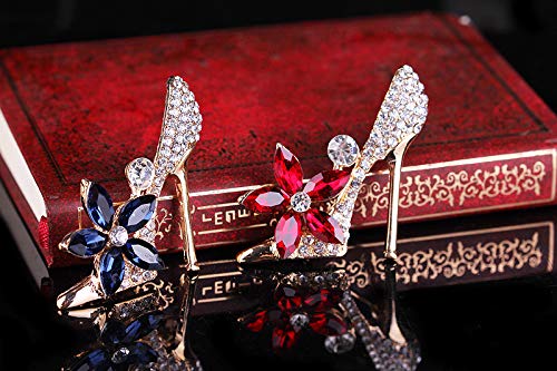 Elegant Gold Plated Cubic Austrian Crystal High-Heel Shoe Brooch Pin - Fashion Jewelry Gift for Women | Perfect for Weddings, Parties & Special Occasions