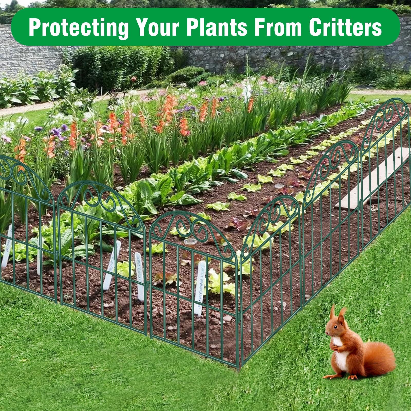 ADAVIN 20 Panels Collapsible Garden Fence - 22 Ft Long x 24 Inch Tall Rustproof Metal Wire Animal Barrier for Dogs, Rabbits & Small Pets | Outdoor Decorative Flower Edging for Landscaping, Patio, Yard & Garden Protection | Perfect for Creating Safe Play Areas & Defining Garden Spaces