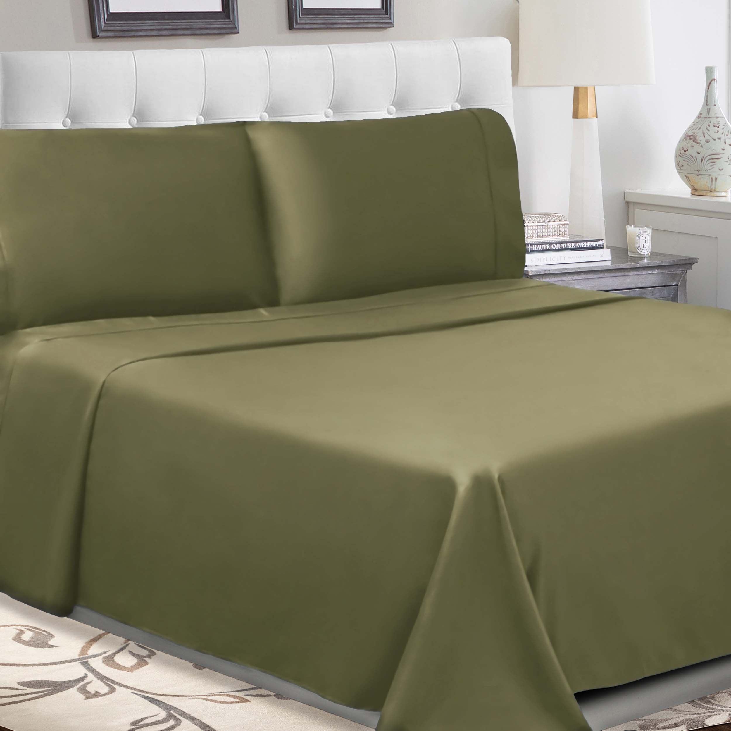 300 Thread Count Cotton Percale Solid Deep Pocket Bed Sheet Set - Queen Size, Soft & Breathable for Comfortable Sleep - Perfect for Master Bedroom, Guest Room & Vacation Homes