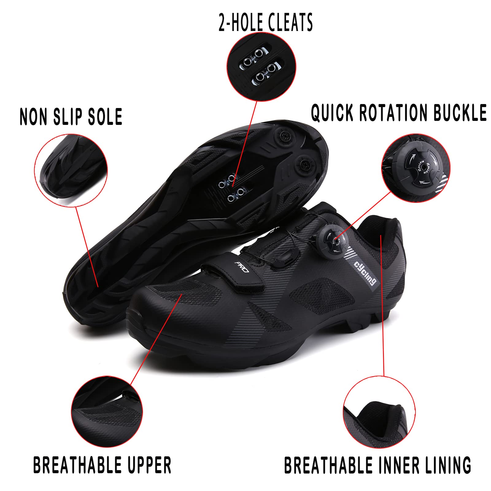 Premium Men's Mountain Bike Cycling Shoes with Cleats - Lightweight & Durable White Spin Shoes for Road & Trail Riding | Ideal for Indoor Cycling & Outdoor Adventures