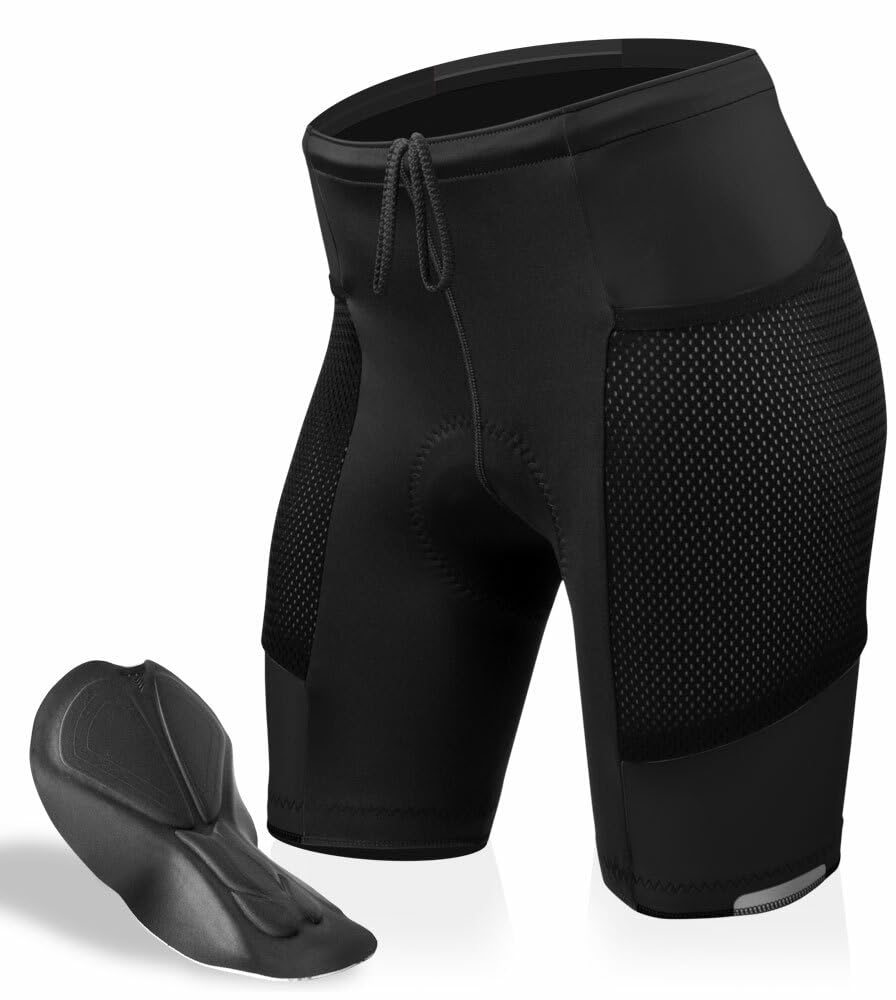 Women's Gel Touring Padded Bike Shorts - Long Distance Cycling with Mesh Pockets - Made in USA - Perfect for Road Biking, Spinning & Outdoor Adventures