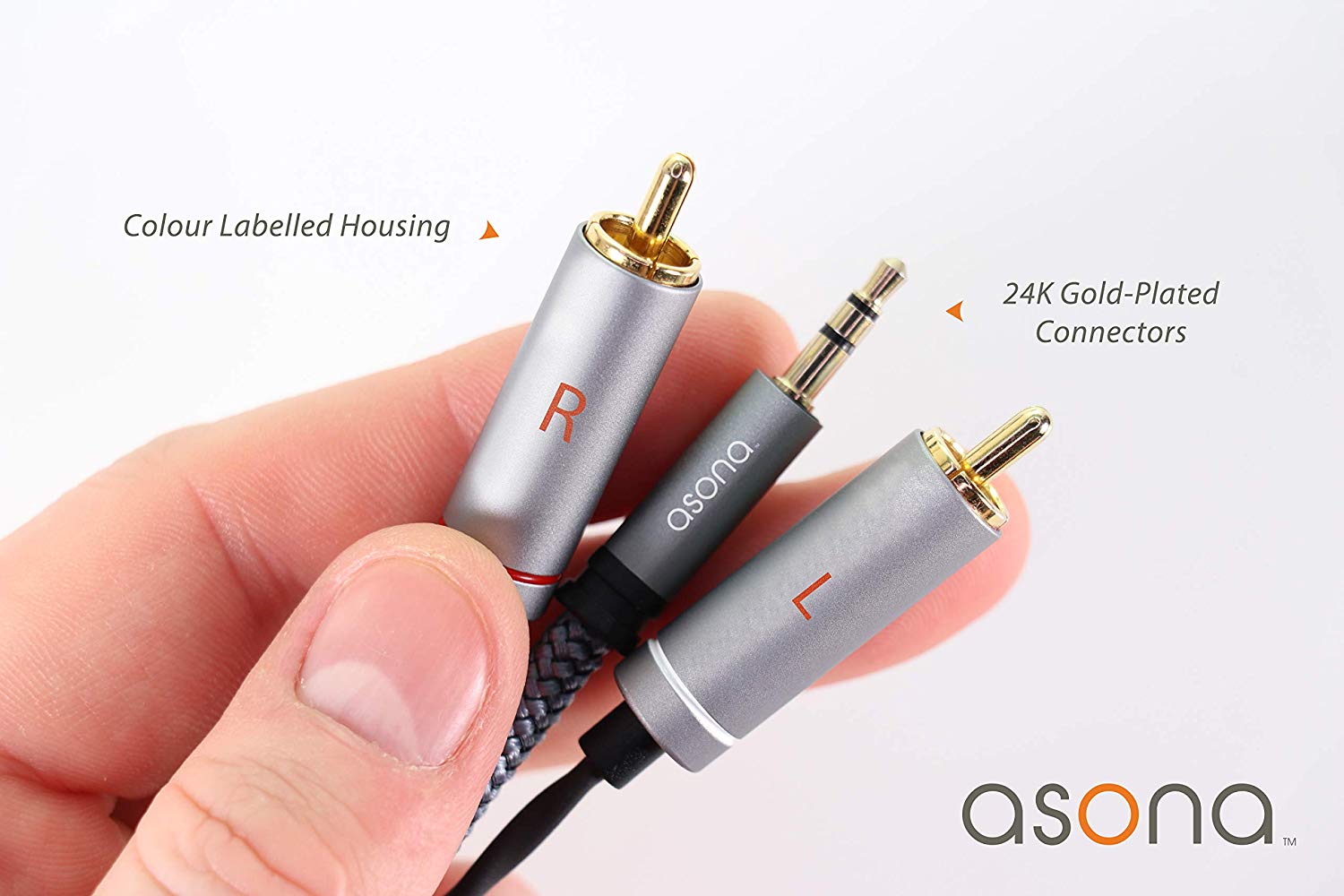 Asona 3.5mm to 2x RCA Audio Splitter Cable - High Quality Stereo Y Adapter for Home Theater, Car Audio & Speaker Systems