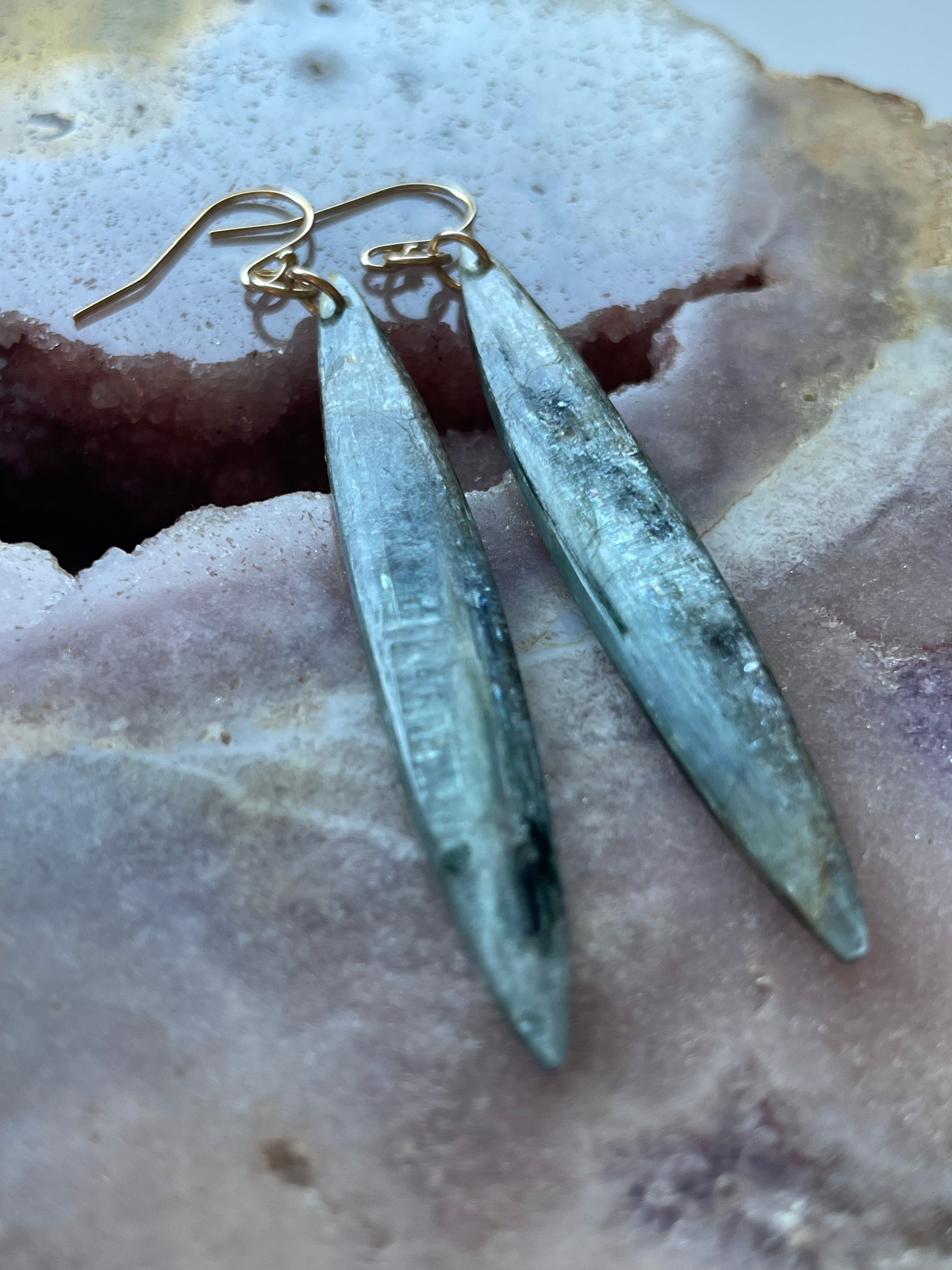 14kt Gold Filled Kyanite Statement Earrings for Women | Elegant Dangle Jewelry for Parties, Weddings & Special Occasions