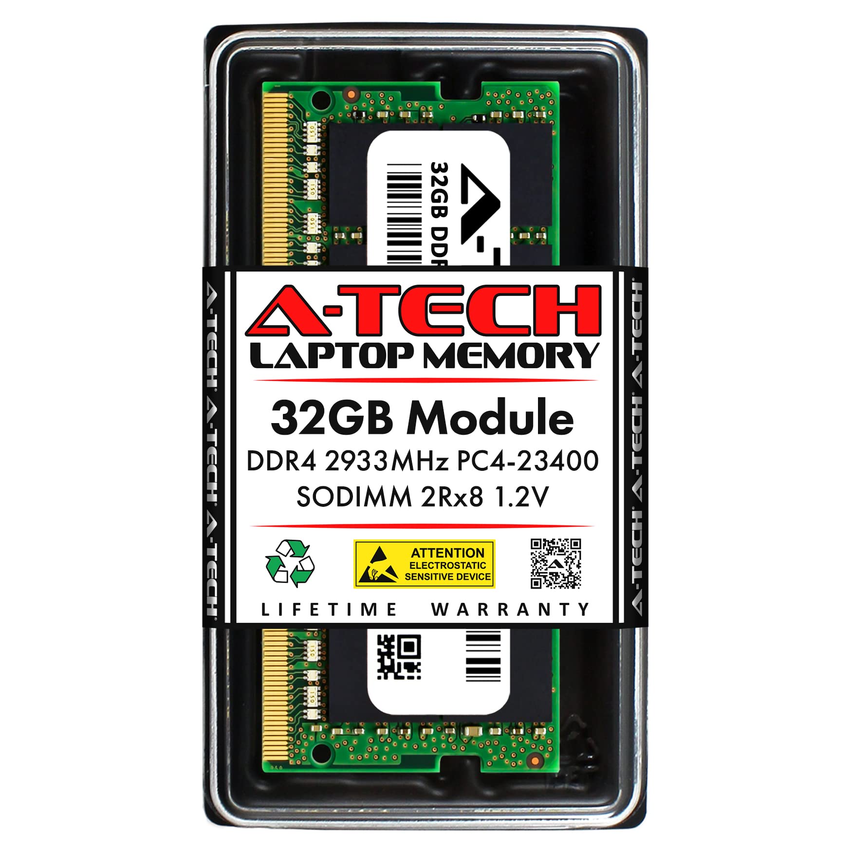 A-Tech 32GB DDR4 2933MHz RAM for Lenovo ThinkPad P15v Gen 1 Laptop - PC4-23400 SODIMM Memory Upgrade (1x32GB, Non-ECC, Unbuffered) - Boost Performance for Video Editing, Gaming & Multitasking