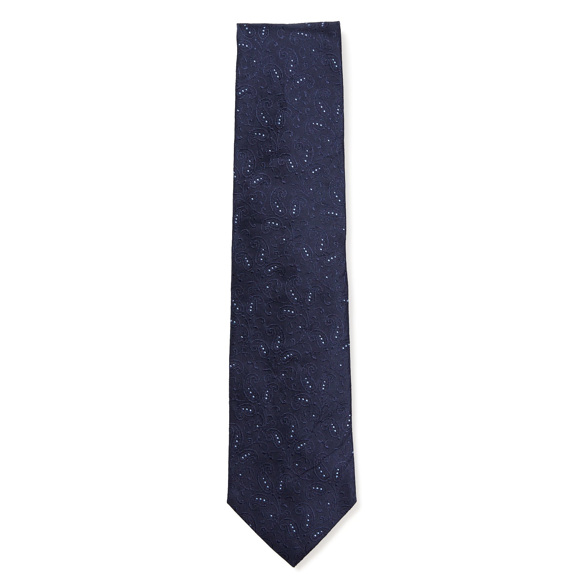 Premium HENRY SARTORIAL 3-Fold Silk Tie in Platinum Navy/Sky Blue - Luxury Business Necktie for Weddings, Office & Formal Events