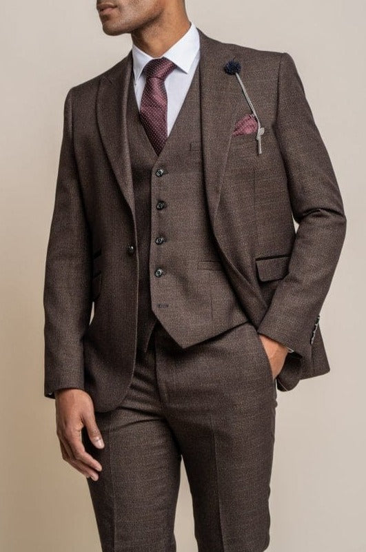 Cavani Caridi Men's Slim Fit Tweed Blazer Jacket - Classic Business Casual Sport Coat for Office, Wedding & Formal Events