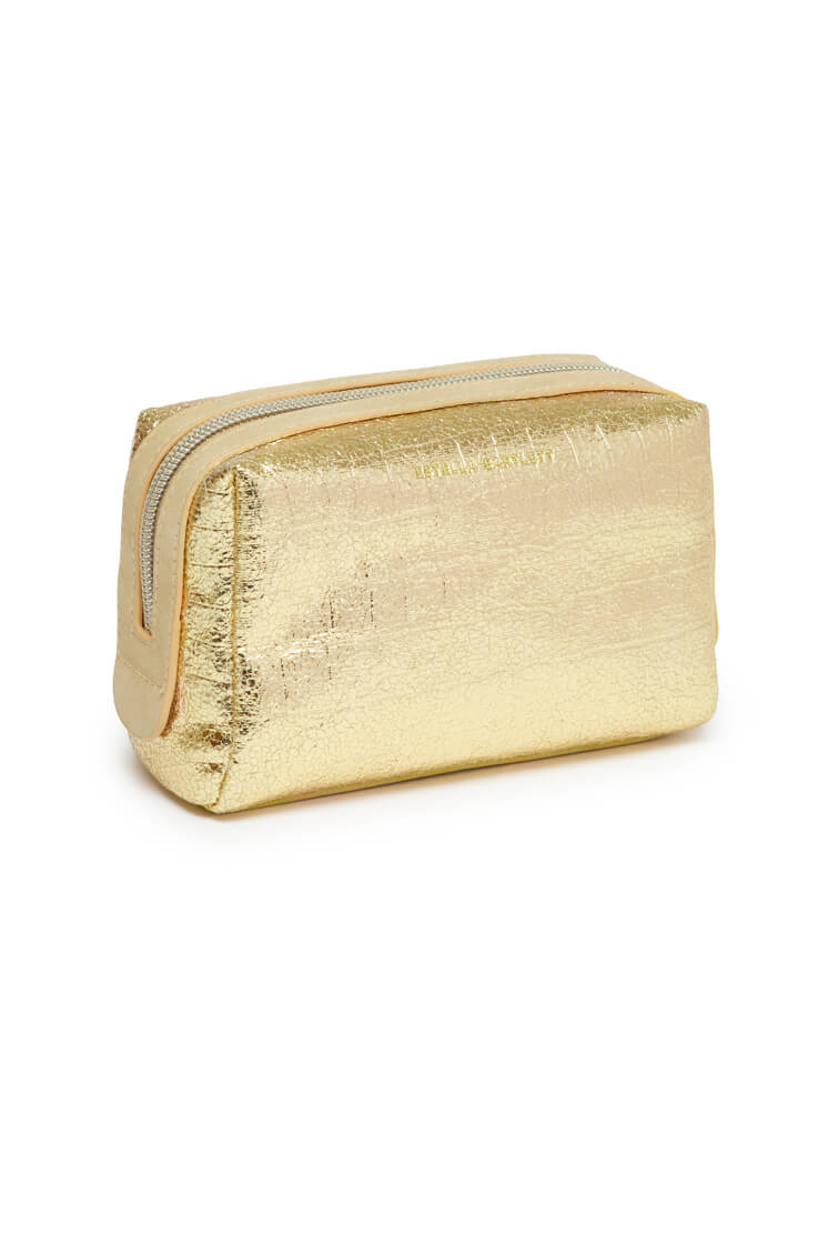 Metallic Embossed Gold Makeup Bag by Croc - EBP4963 | Perfect for Travel, Gym & Everyday Essentials Storage