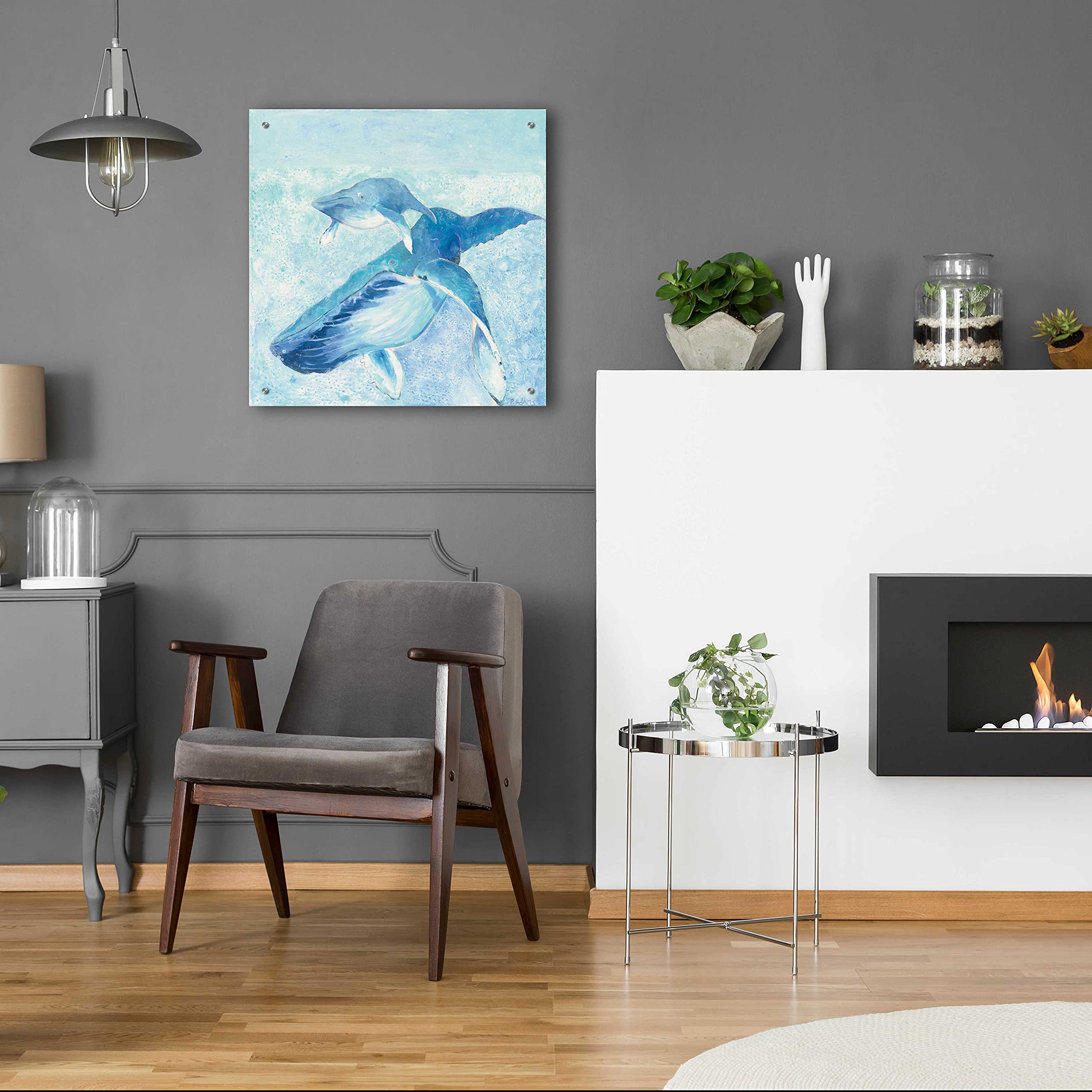 Blue Mama Acrylic Glass Wall Art by Phyllis Adams - 24x24 Inch Modern Abstract Painting for Living Room, Bedroom & Office Decor