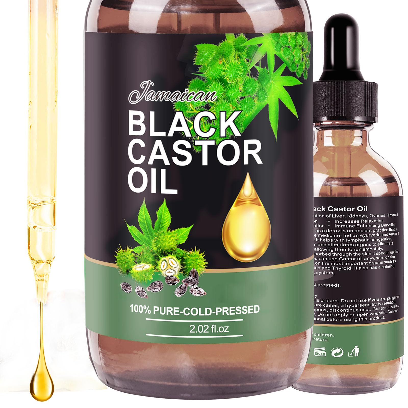 100% Pure Organic Cold Pressed Castor Oil 50ml - Natural Hair Growth for Eyelashes, Eyebrows & Beard - Moisturizing & Nourishing for Skin & Scalp - Perfect for DIY Beauty & Hair Care