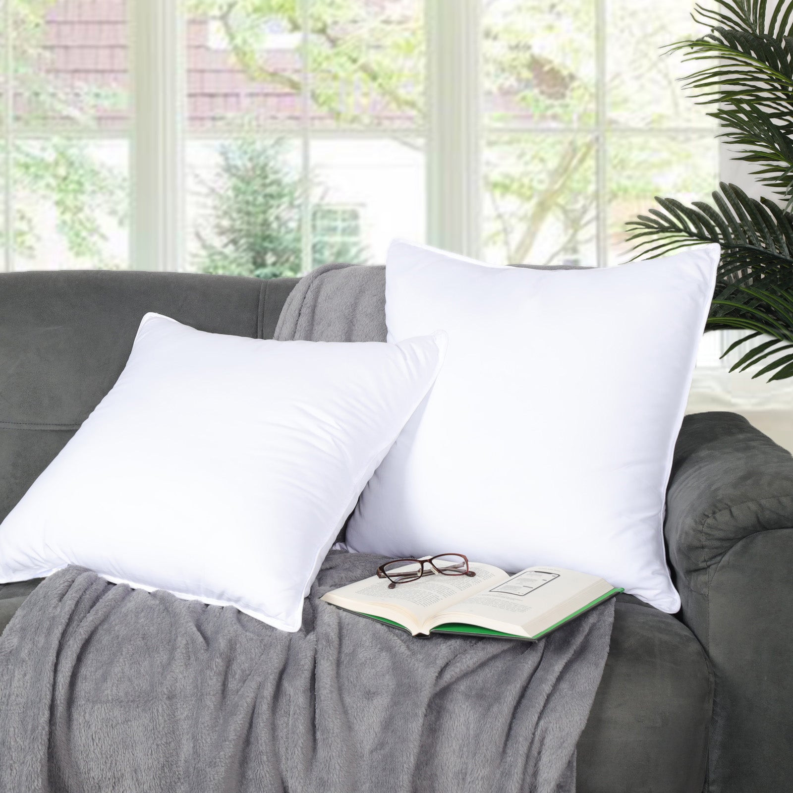 Premium Down Alternative Brushed Microfiber Euro Pillow Set - Hypoallergenic & Ultra Soft (2 or 4 Pack) for Bedroom, Sofa, or Guest Room Comfort