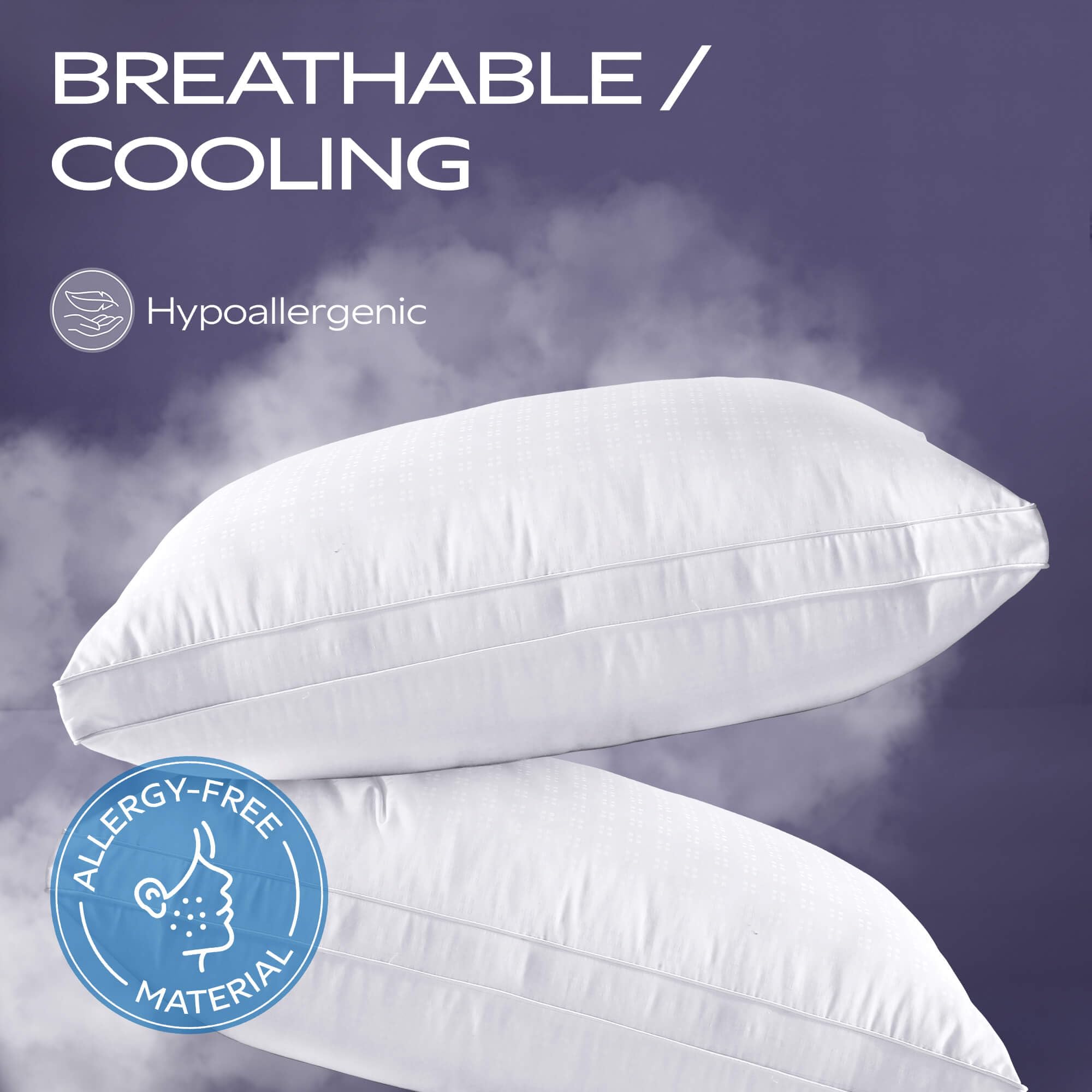 Hypoallergenic Down Alternative Pillow - Super Plush Microfiber Fill with Cotton Cover | Soft, Breathable & Allergy Safe | Standard Size 20x26x1.5 | Perfect for Side Sleepers, Back Pain Relief & Luxury Bedding